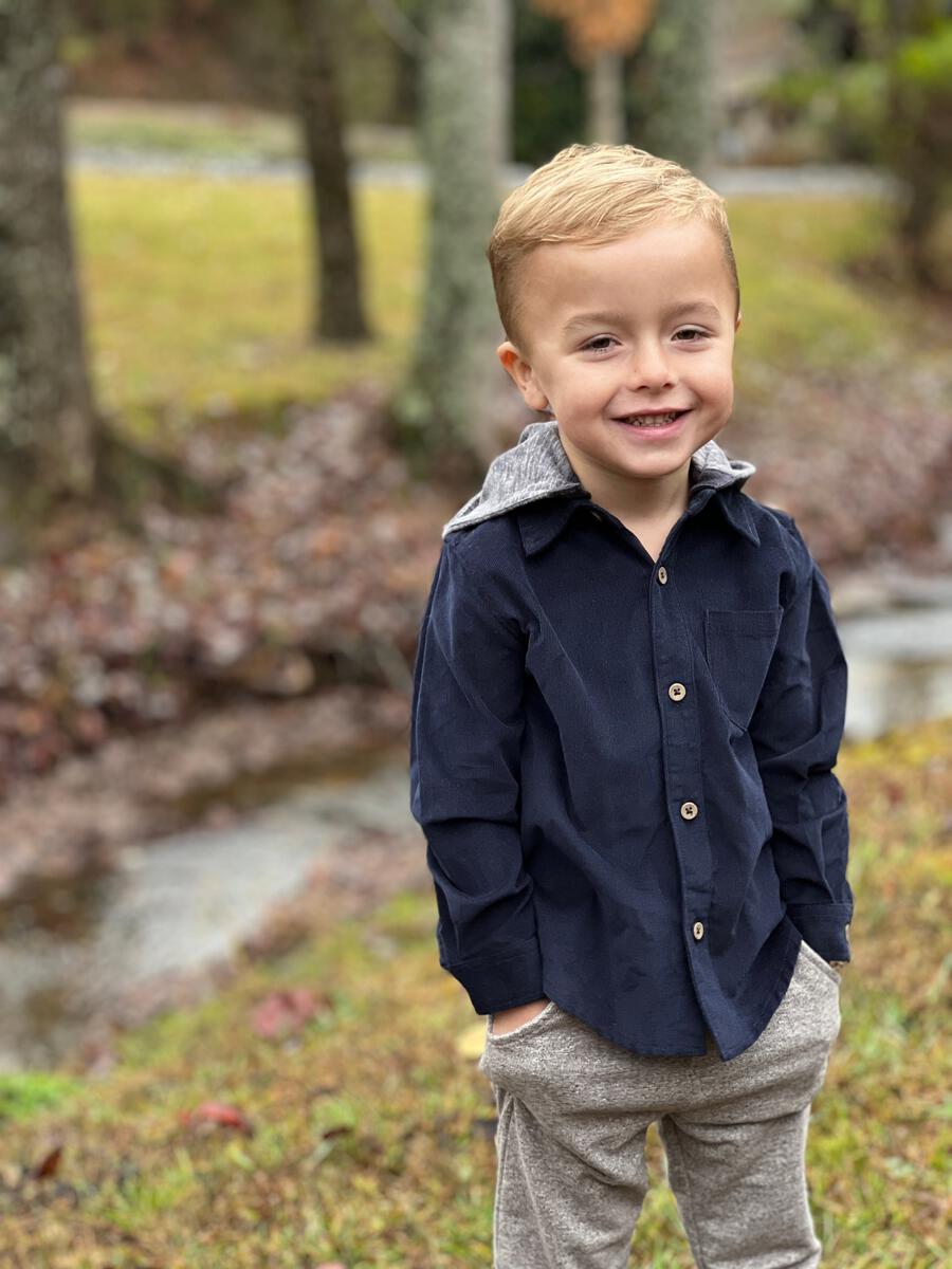 Erin Hooded Shirt | Navy Cord