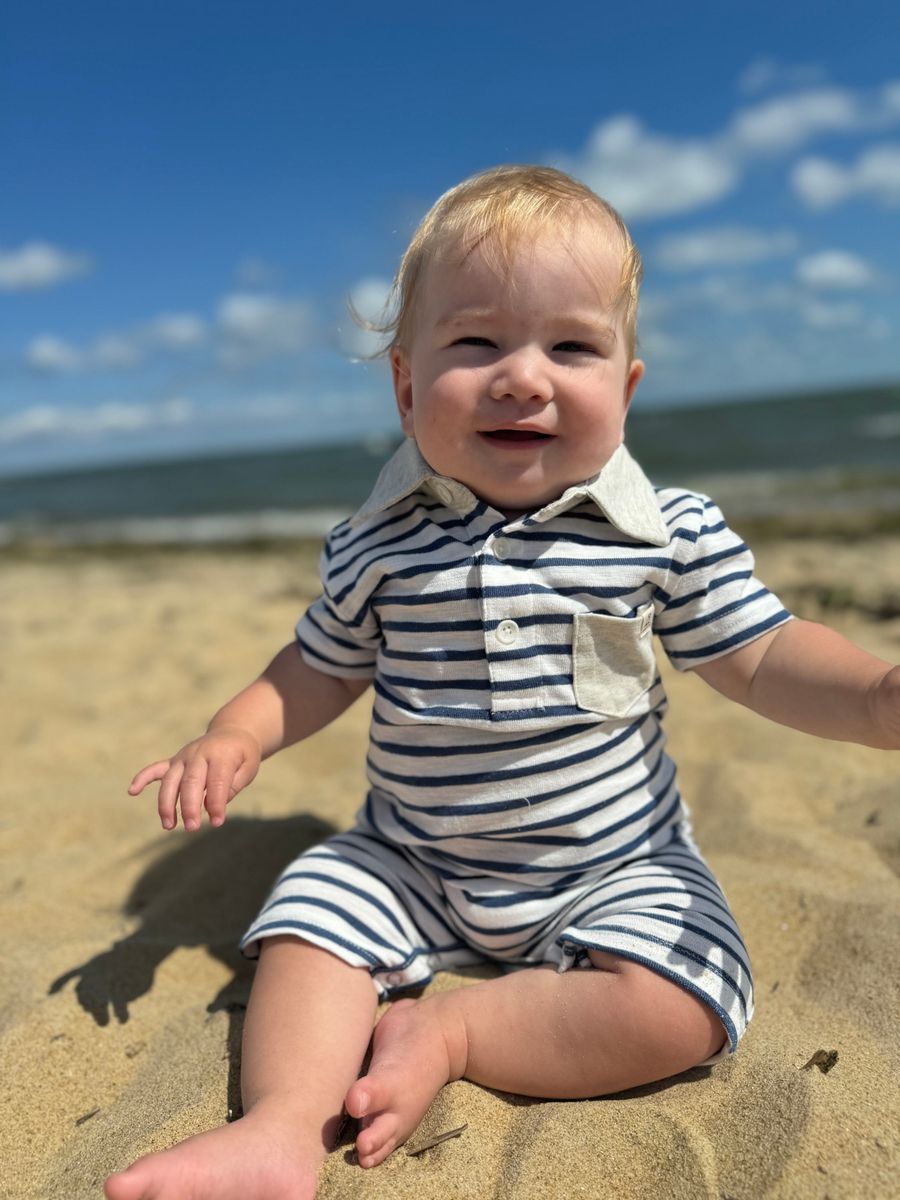 Saltash Romper | Navy Stripe