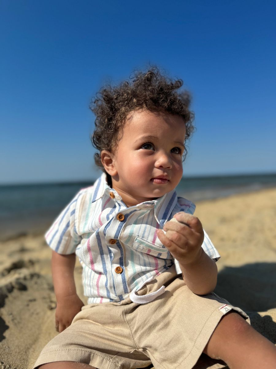 Helford Onesie | Blue/Pink/White Stripe