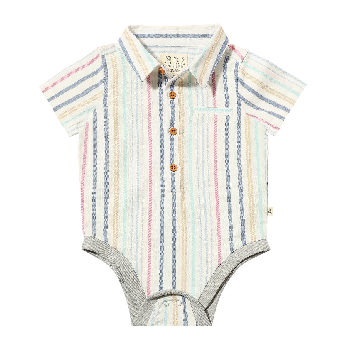 Helford Onesie | Blue/Pink/White Stripe