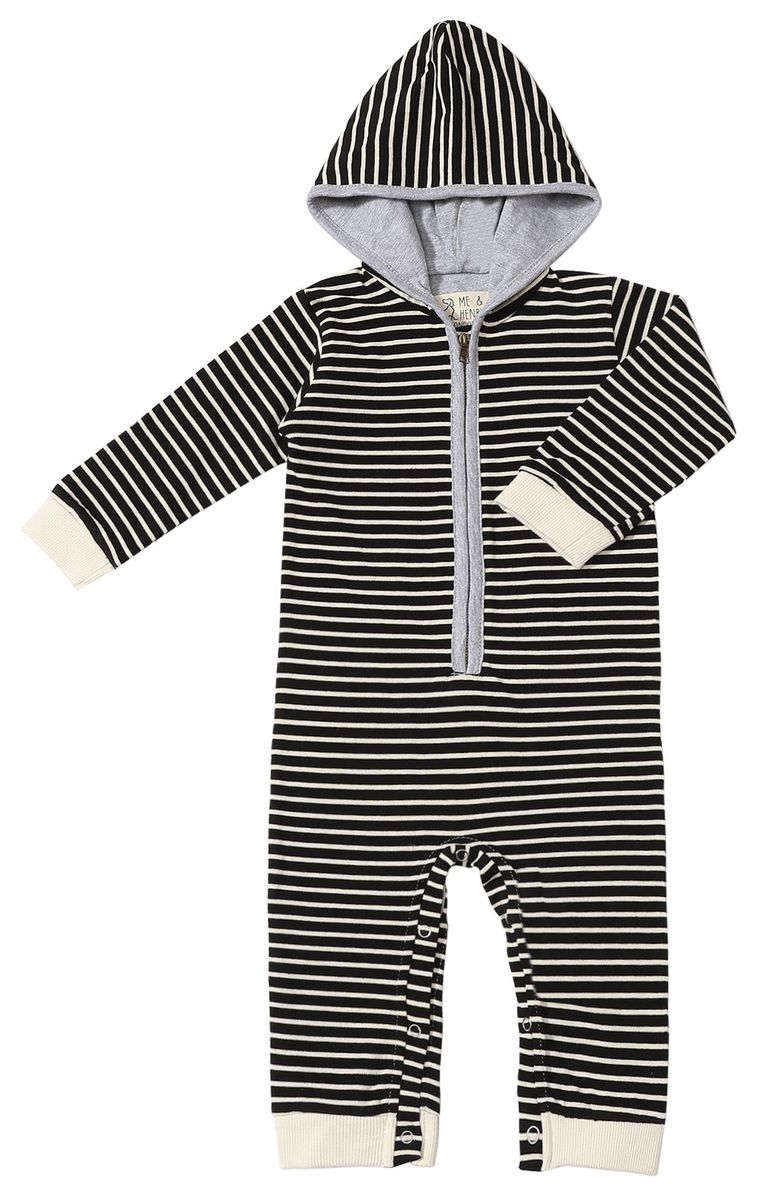 Stefano Hooded Romper | Black/White