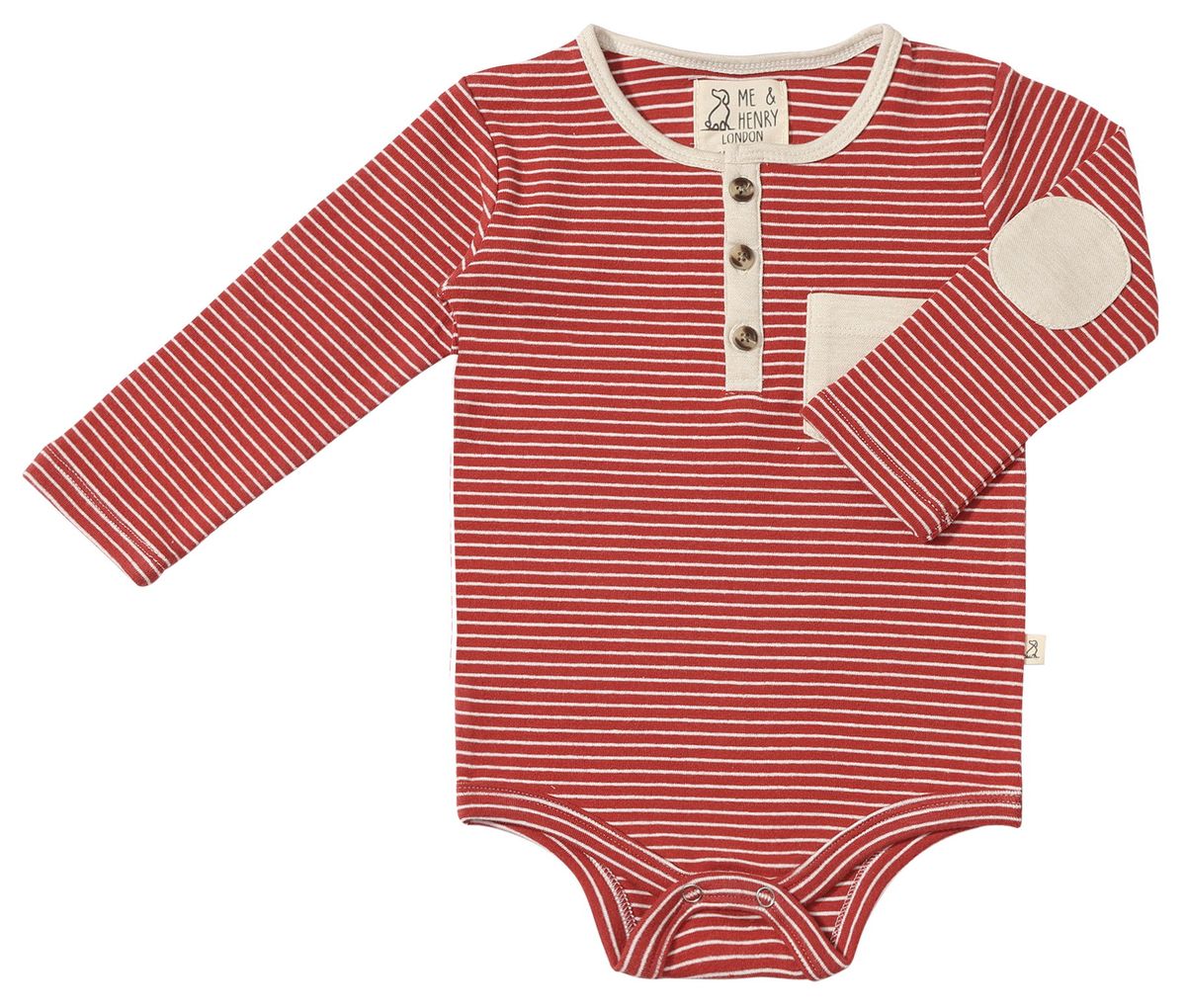 Stanton Henley Onesie | Red/Cream