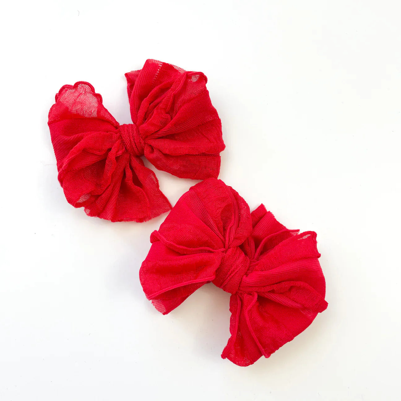 Ruffle Clip Set Bright Red