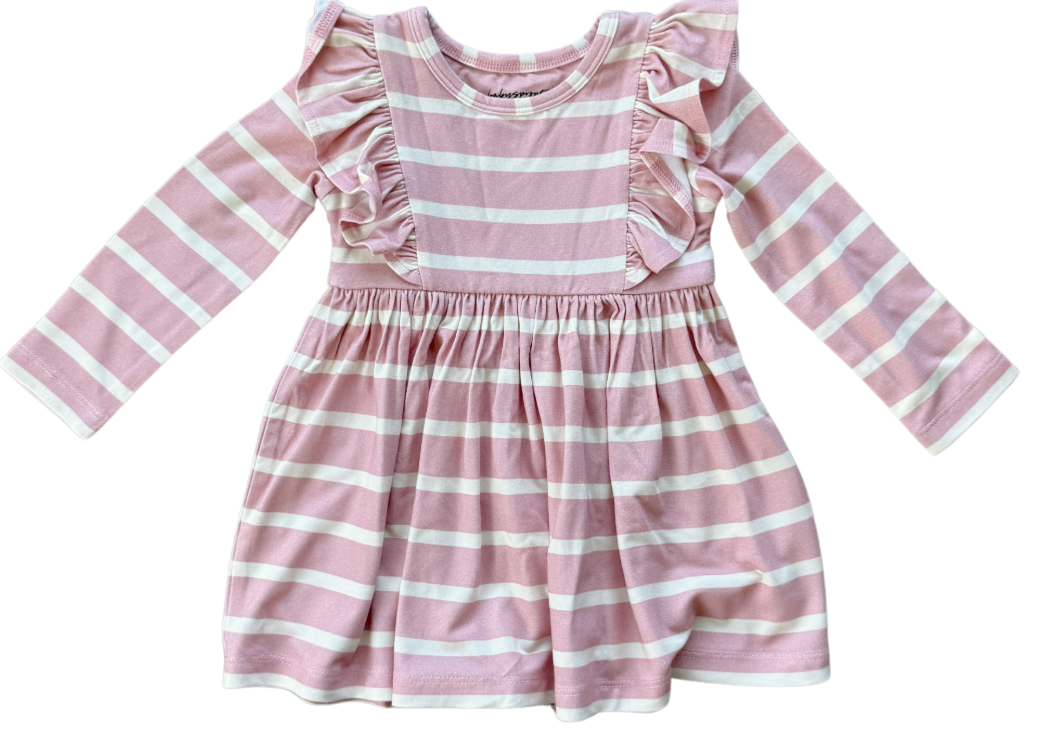 Ruffle Dress | Misty Rose Stripe