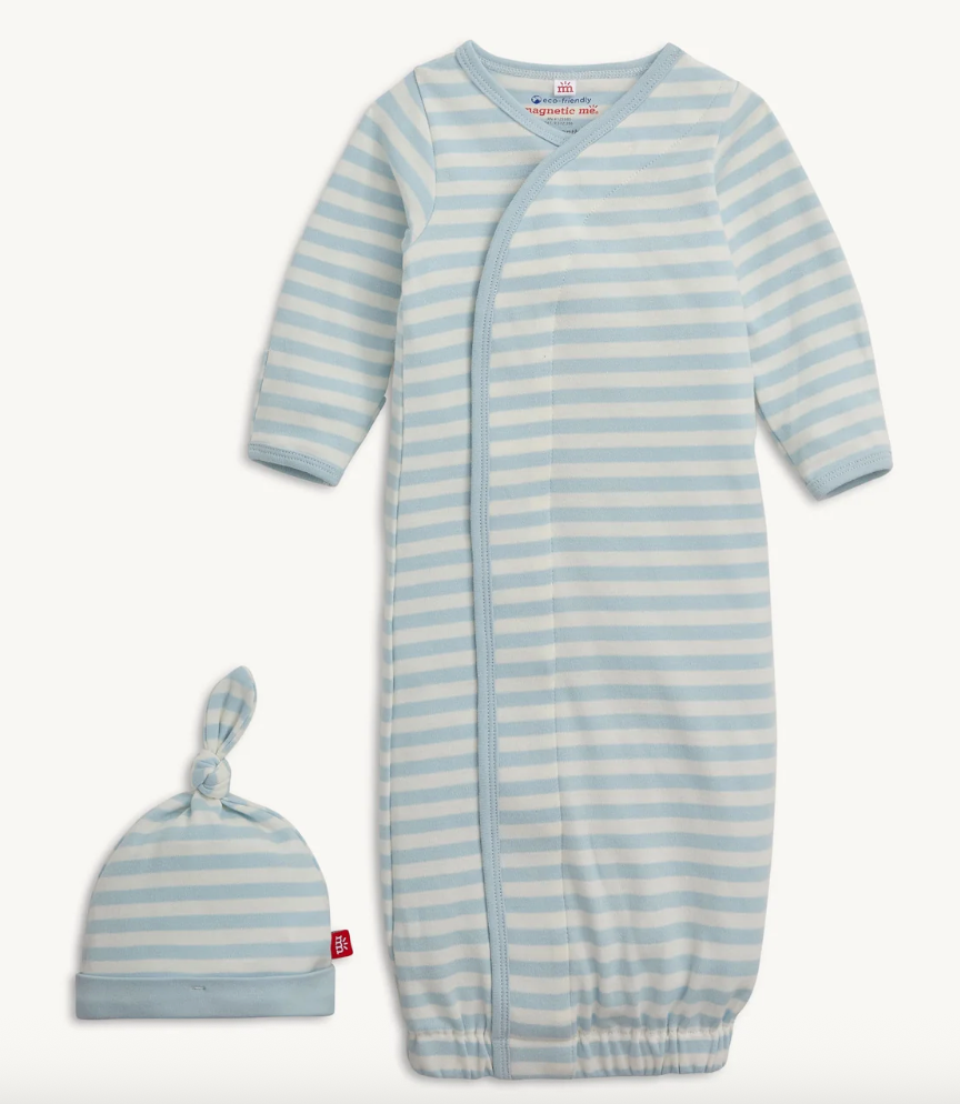 Gown Set | Blue Stripe | Nb-3m