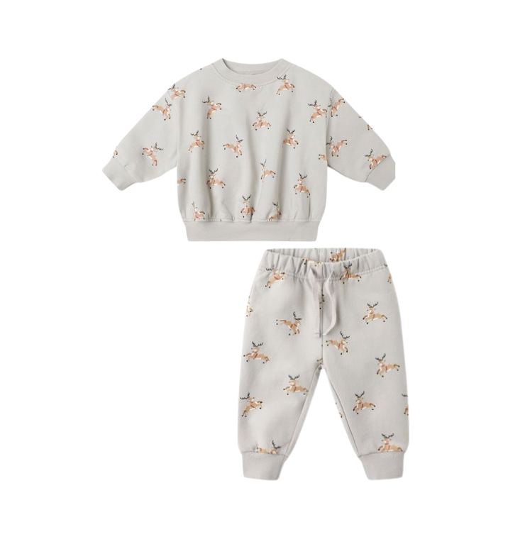 Relaxed Fleece Sweat Set | Reindeer