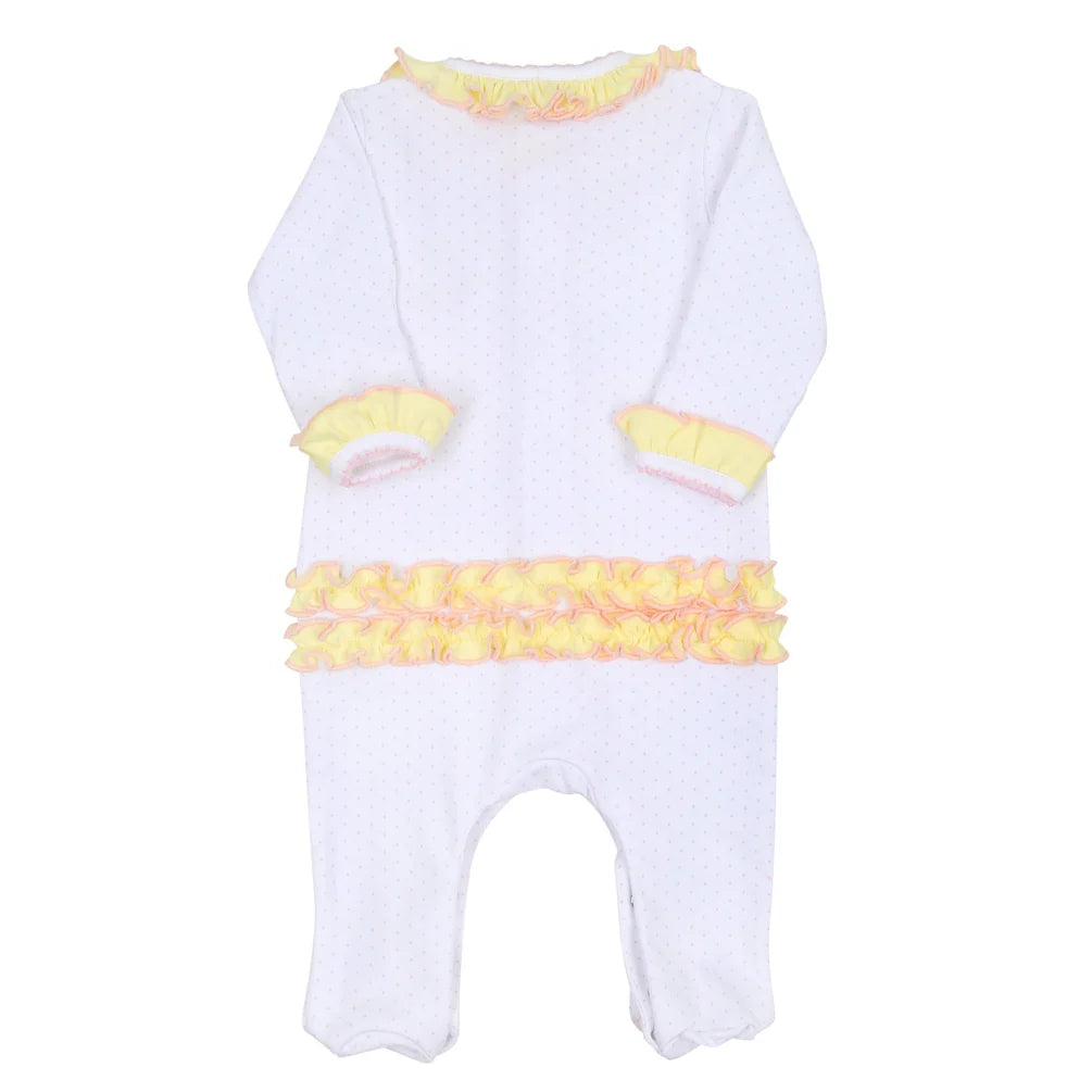 Ruffle Embroidered Footie | Fresh Lemons