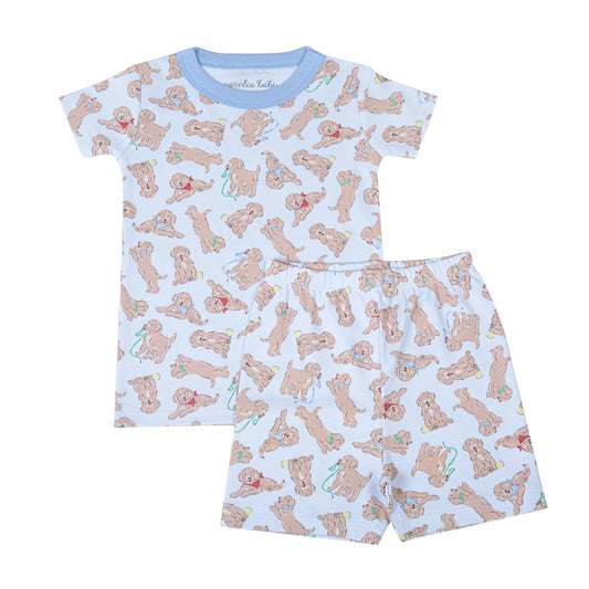 Short Pajamas | Golden Pup Blue