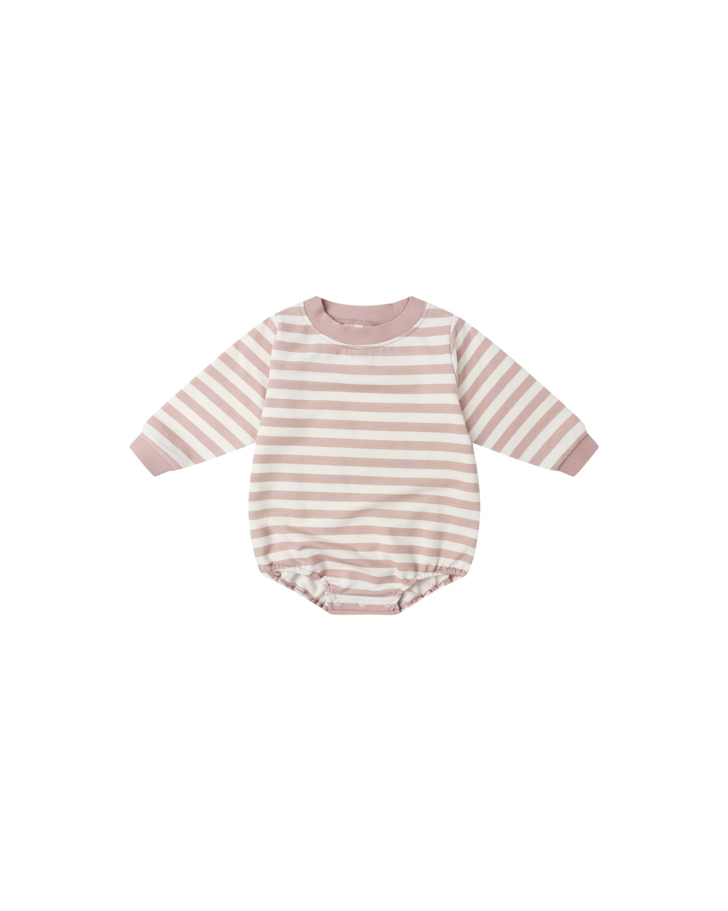 Crewneck Bubble Romper | Pink Stripe