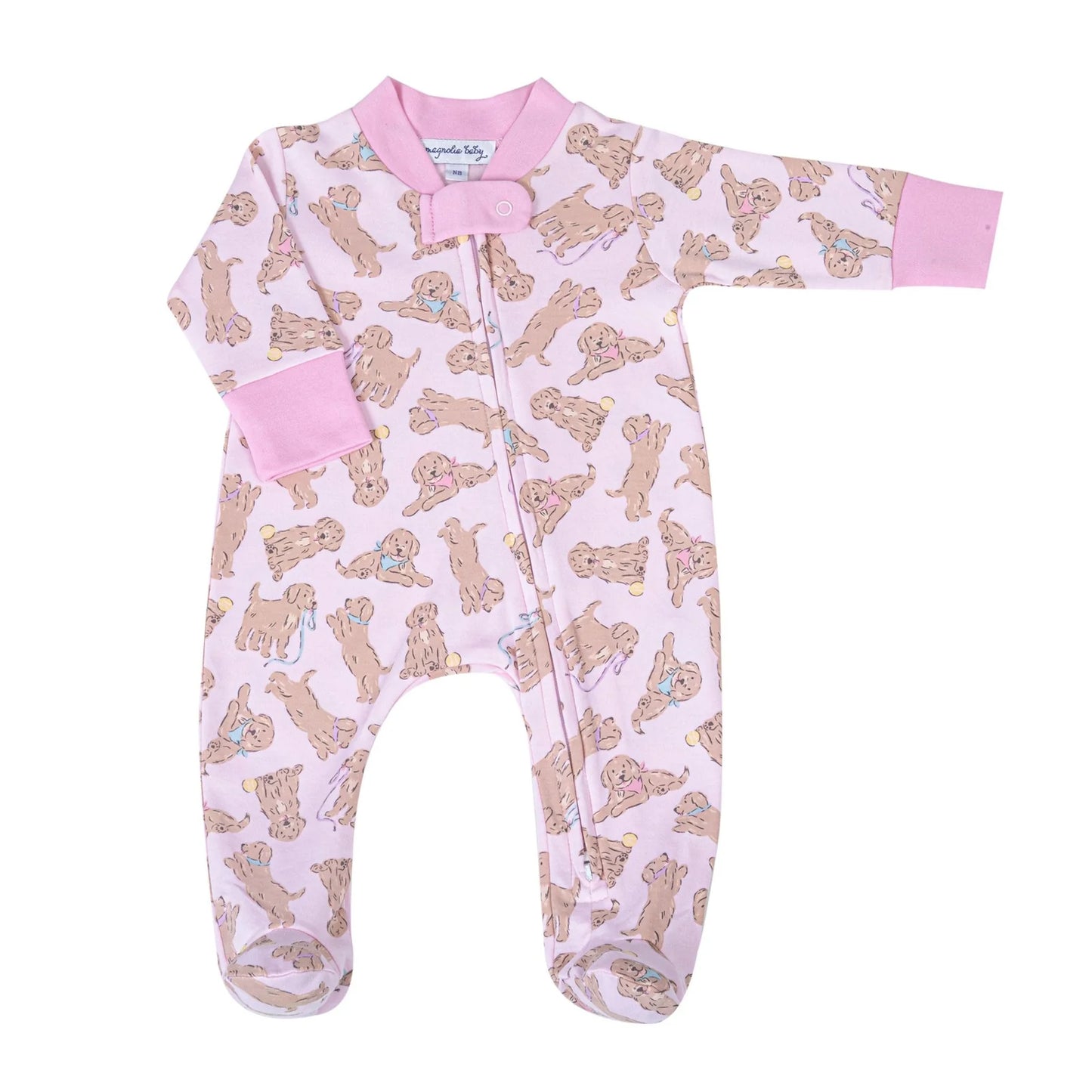Zipper footie | Golden Pup Pink