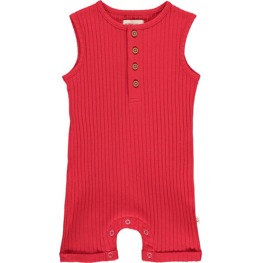 Ribbed Playsuit | Red