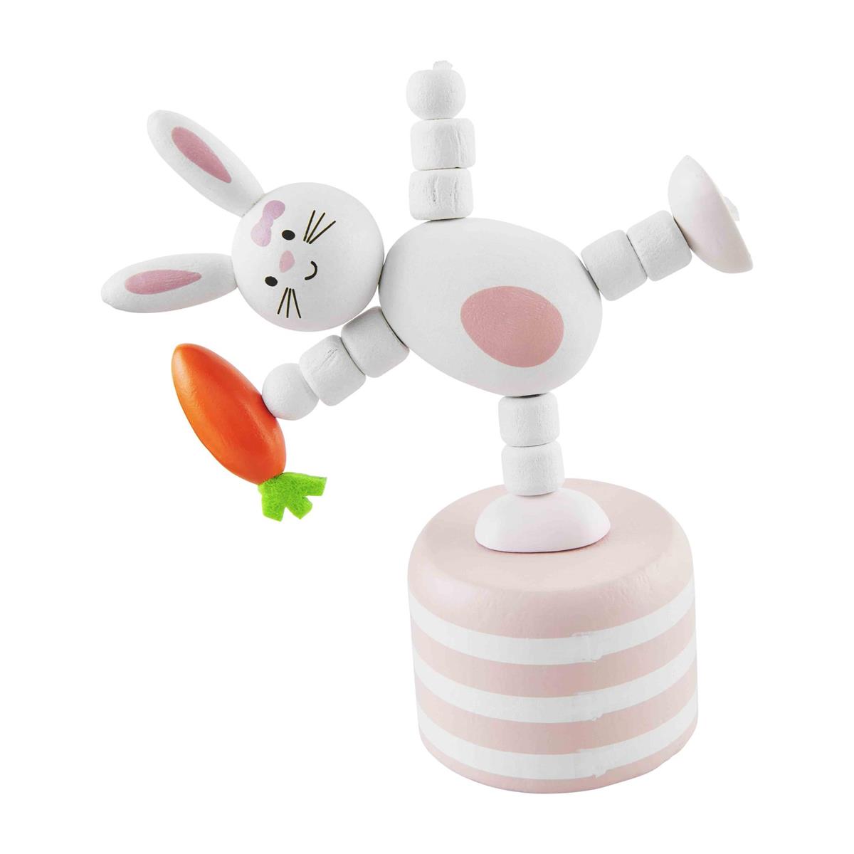 Mud Pie Pink Bunny Collapsible Wood Toy