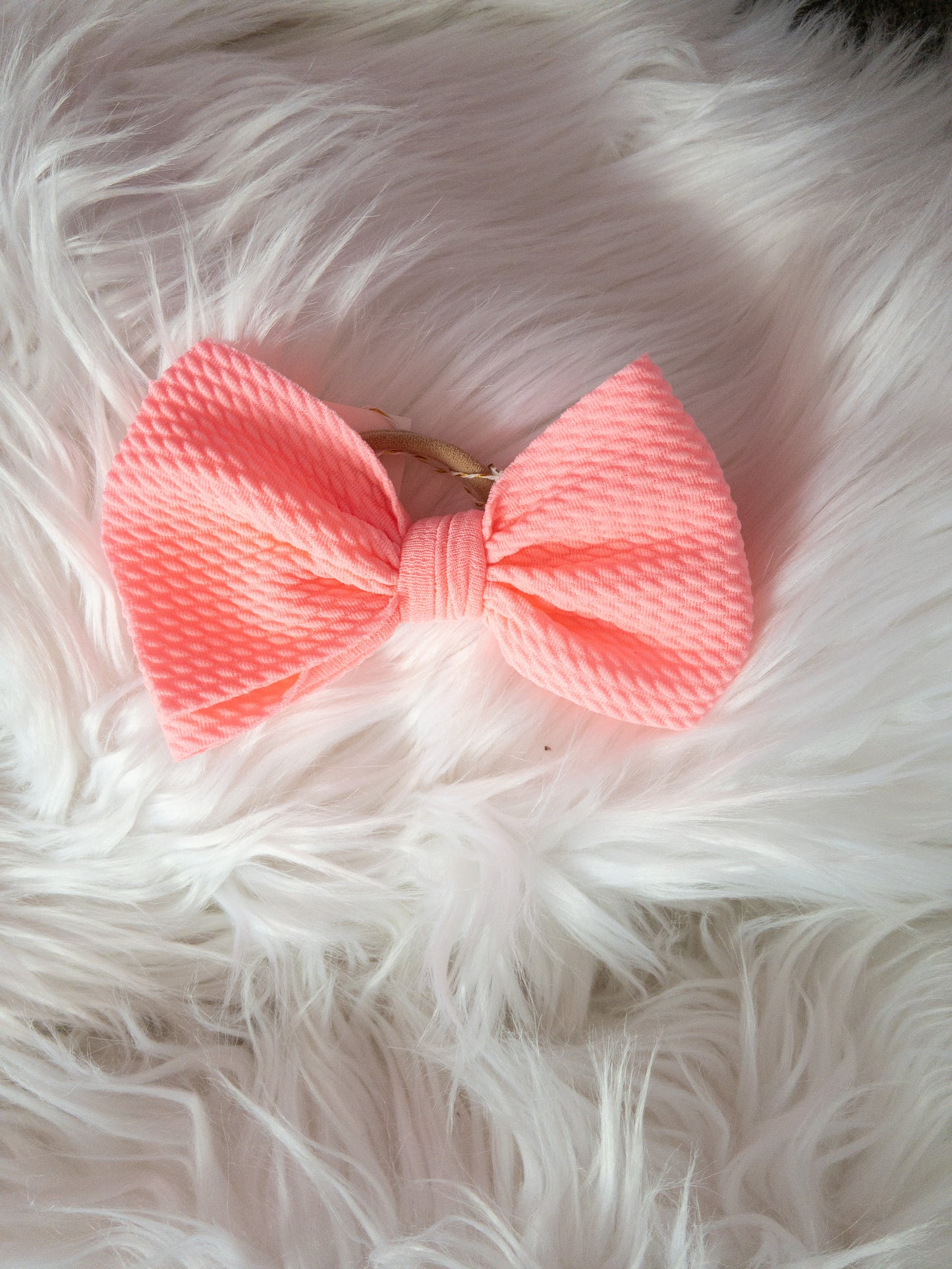 Mini Waffle Knit Headband, Neon Light Pink