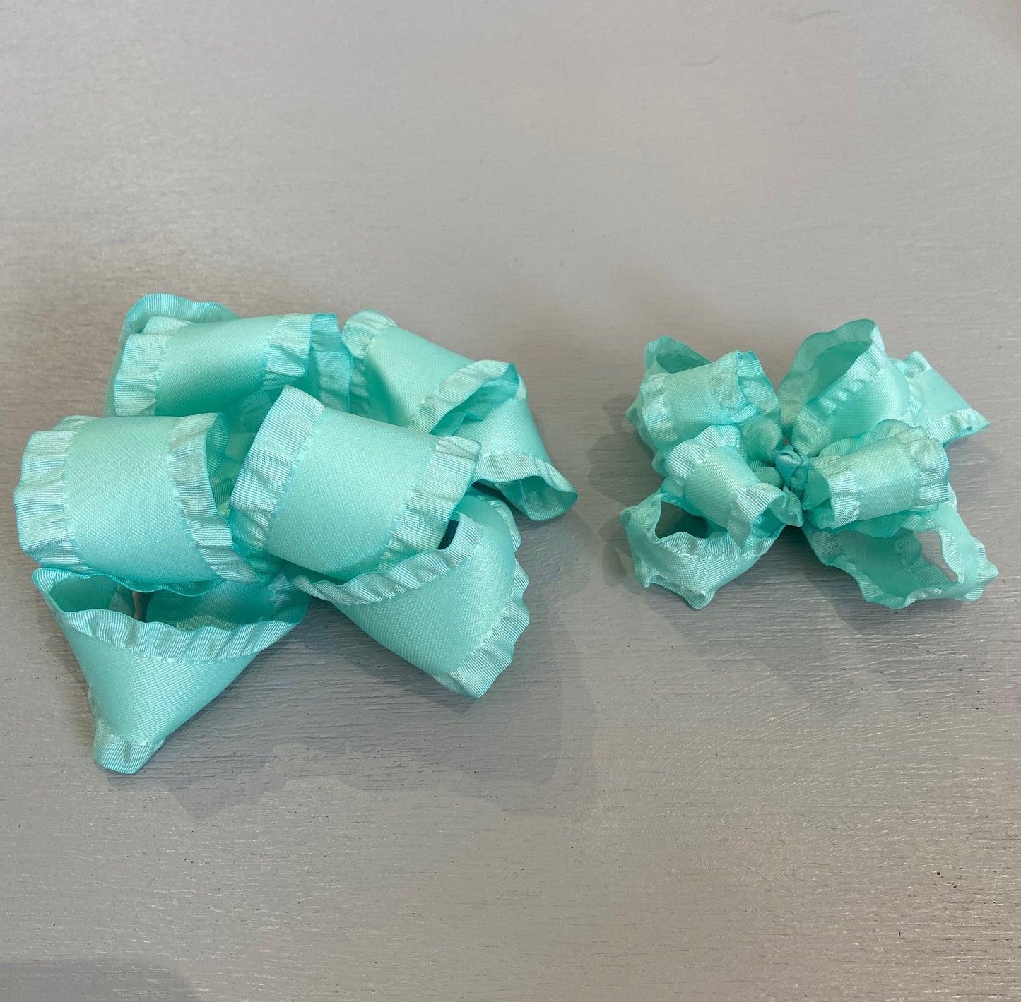 Double Ruffle Bow, Small, Aqua