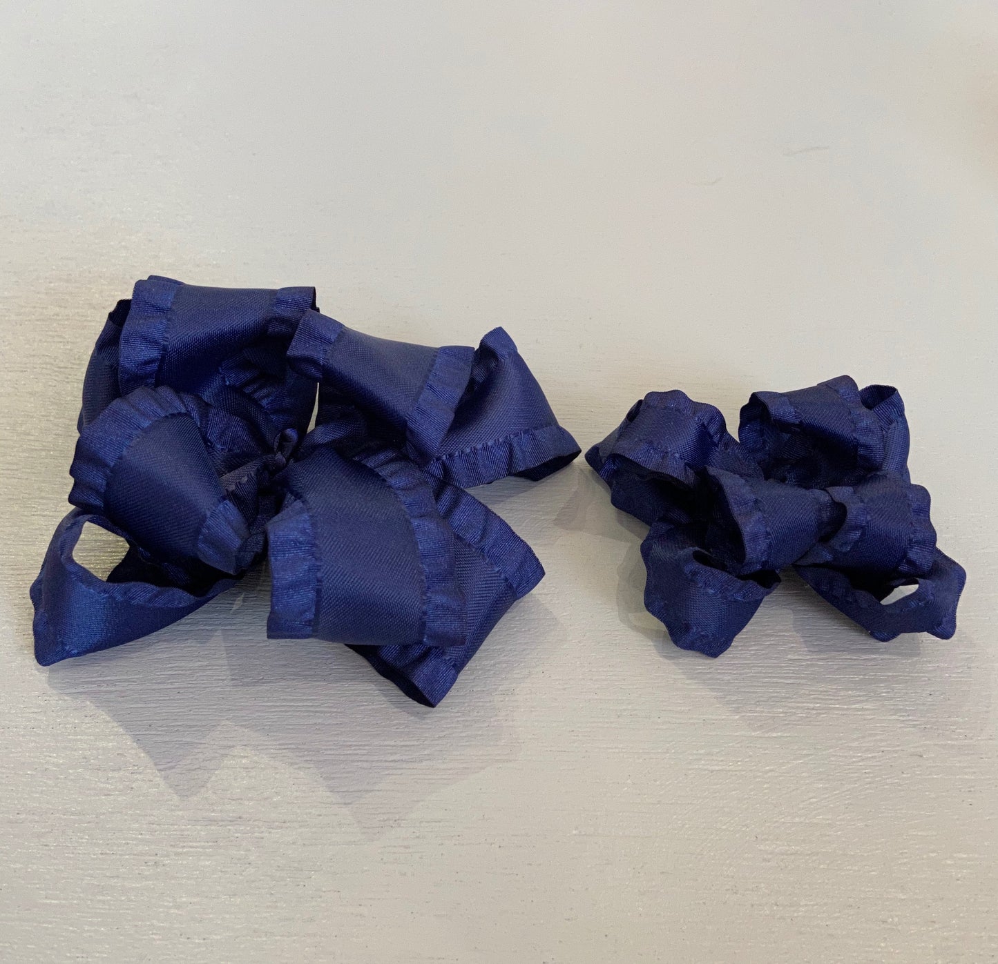 Double Ruffle Bow, Small, Navy