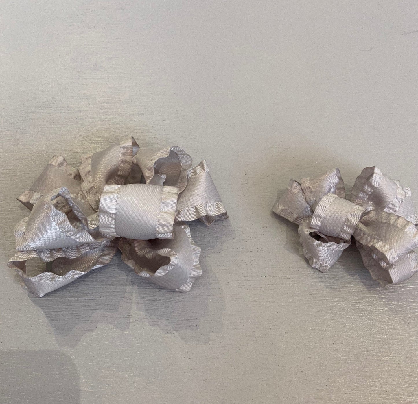 Double Ruffle Bow, Small, Grey
