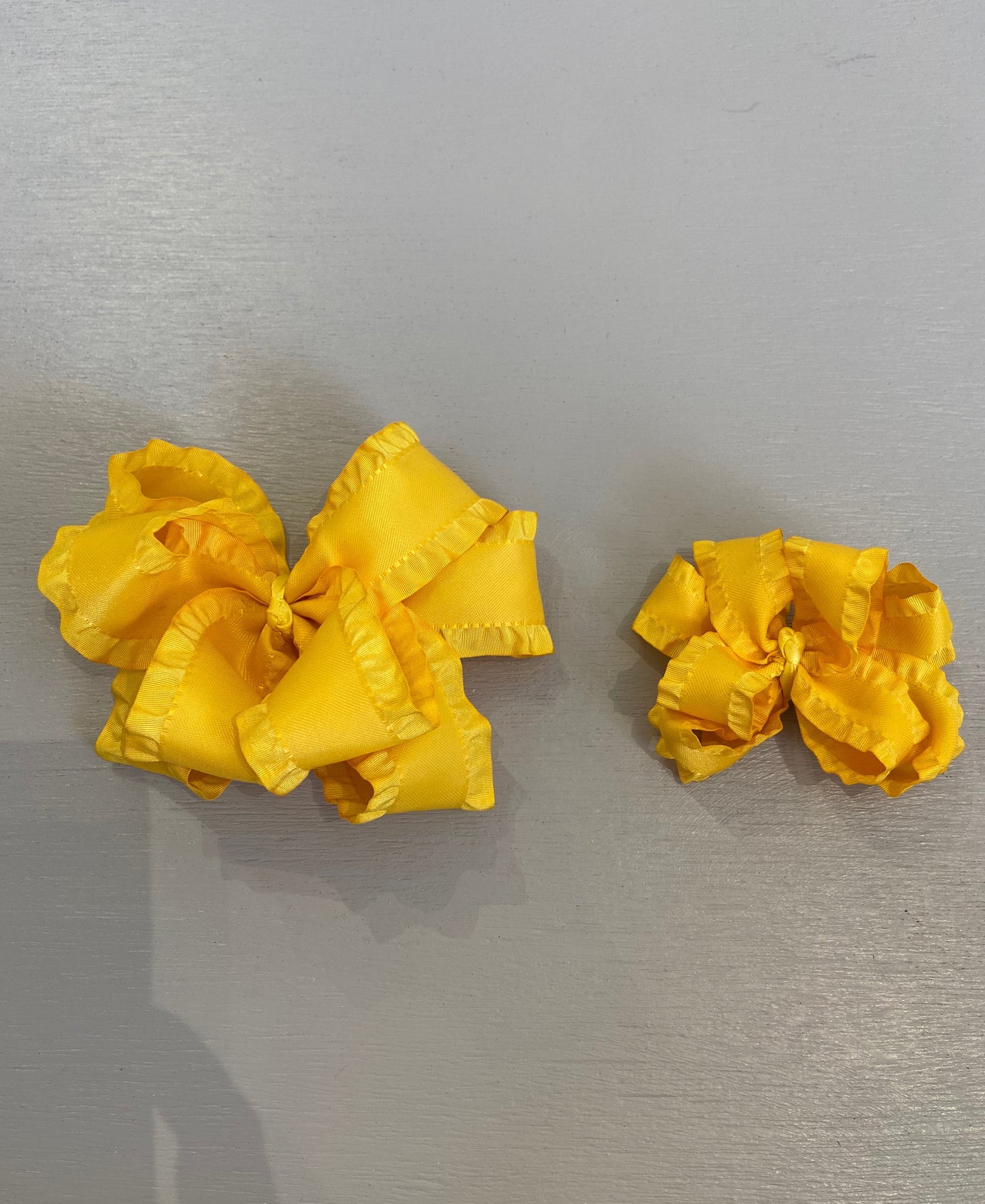 Double Ruffle Bow, Small, Yellow