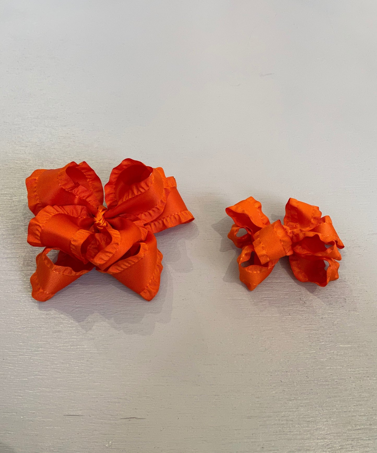 Double Ruffle Bow, Small, Orange