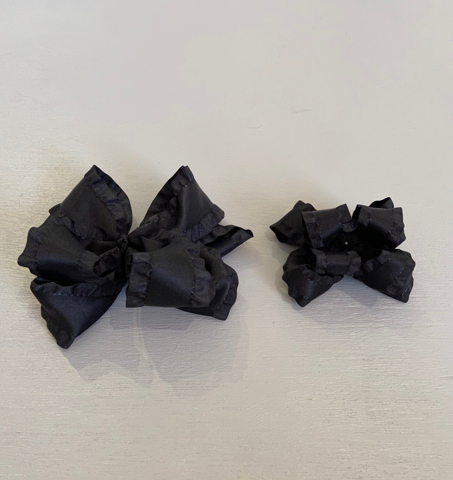 Double Ruffle Bow, Small, Black