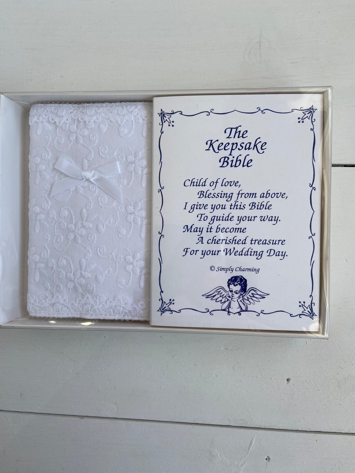 Simply Charming Lace Baby Bible W/ White Bow