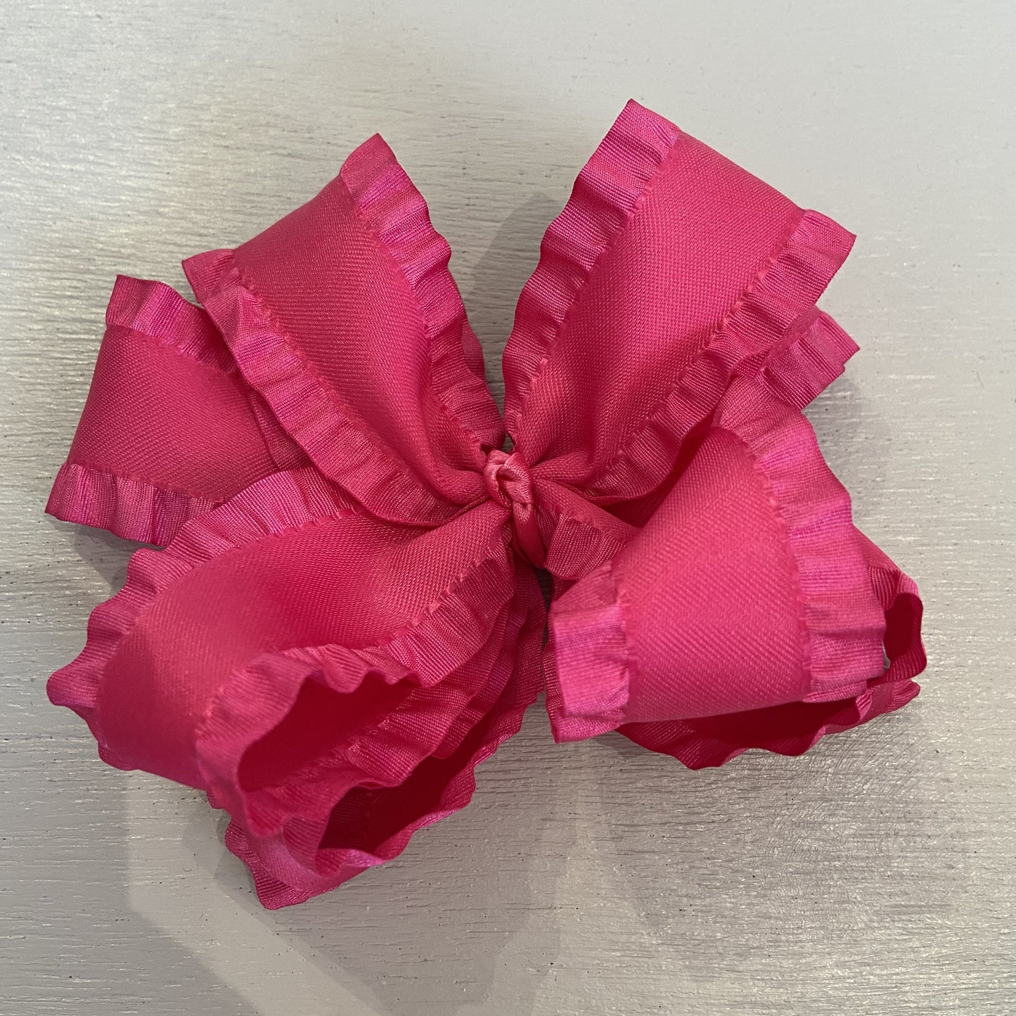 Double Ruffle Bow, Large, Shocking Pink
