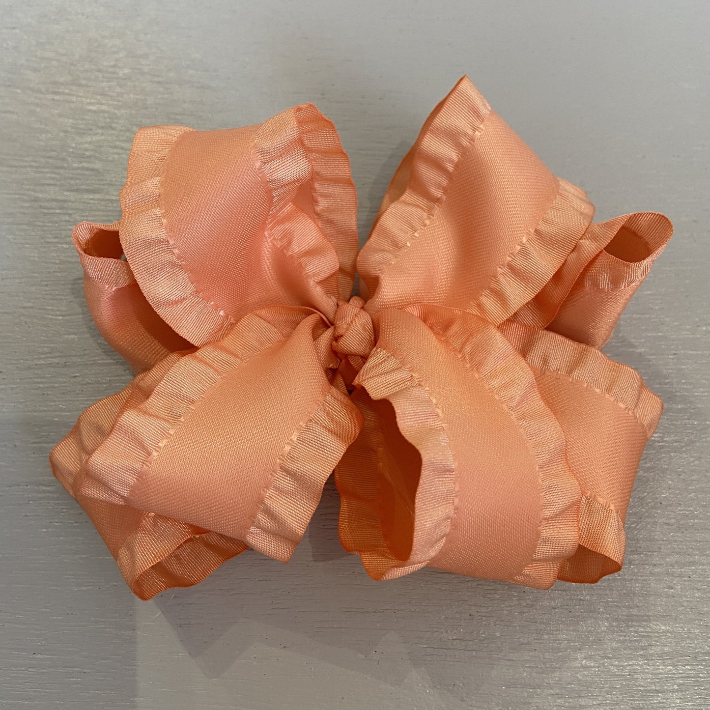 Double Ruffle Bow, Large, Peach
