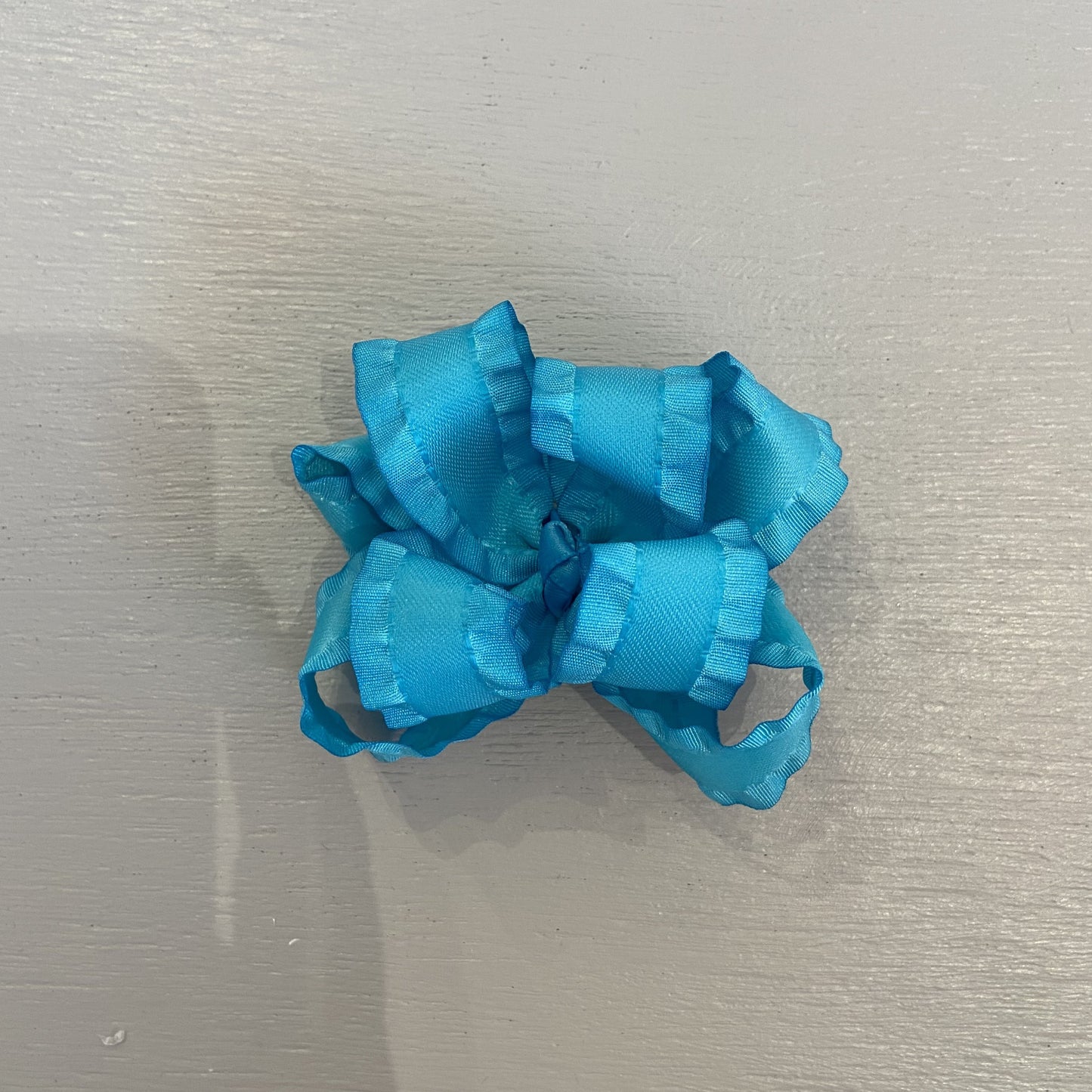 Double Ruffle Bow, Small, Turquoise