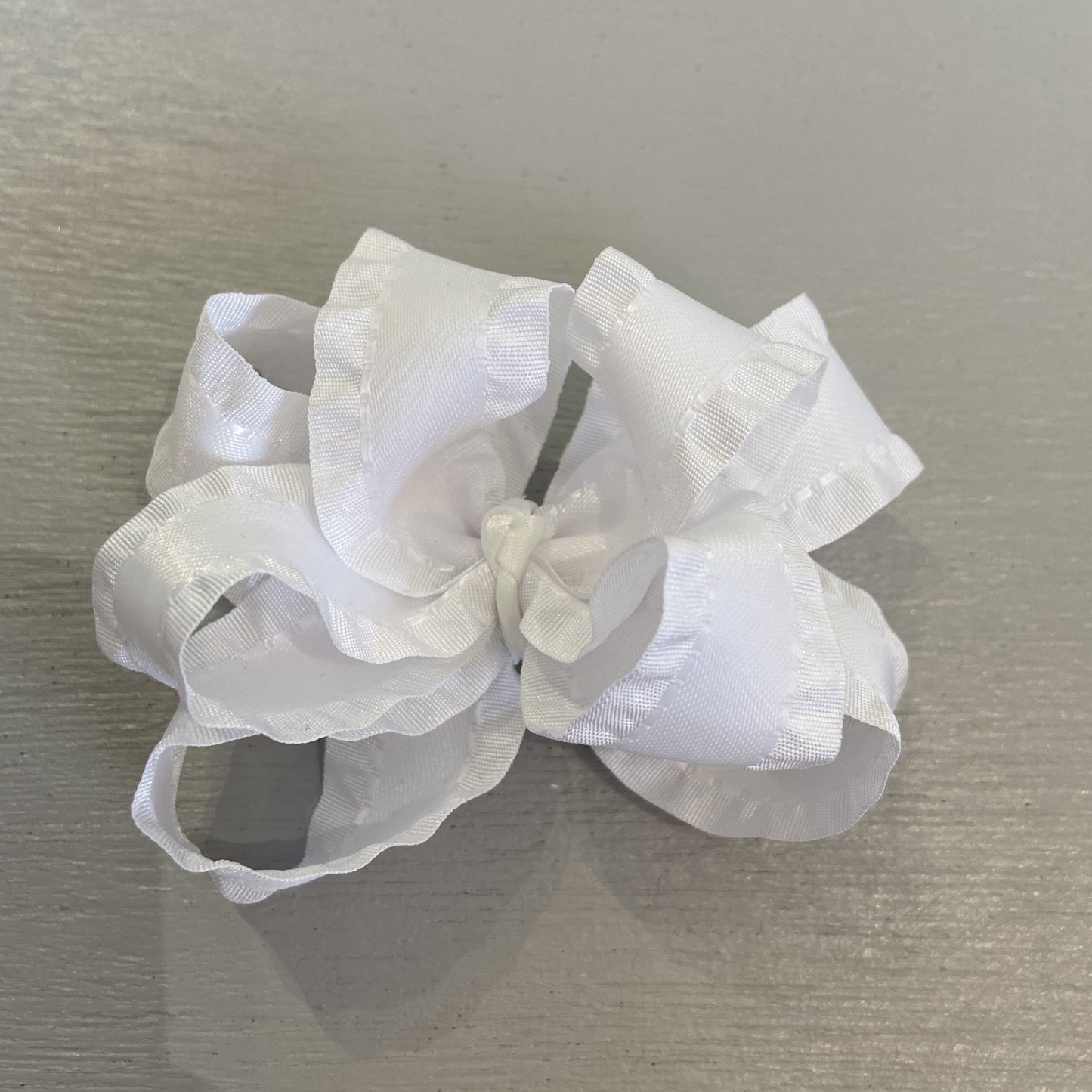 Double Ruffle Bow, Small, White