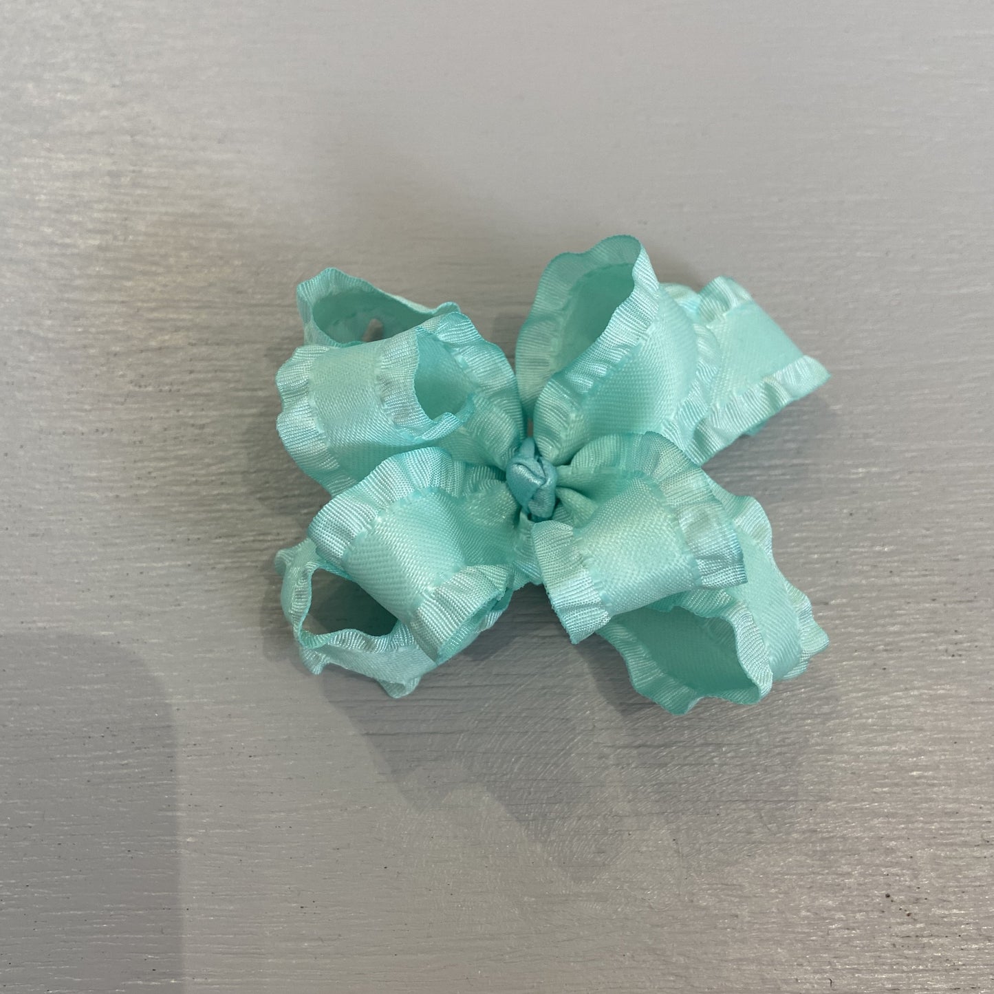 Double Ruffle Bow, Small, Aqua