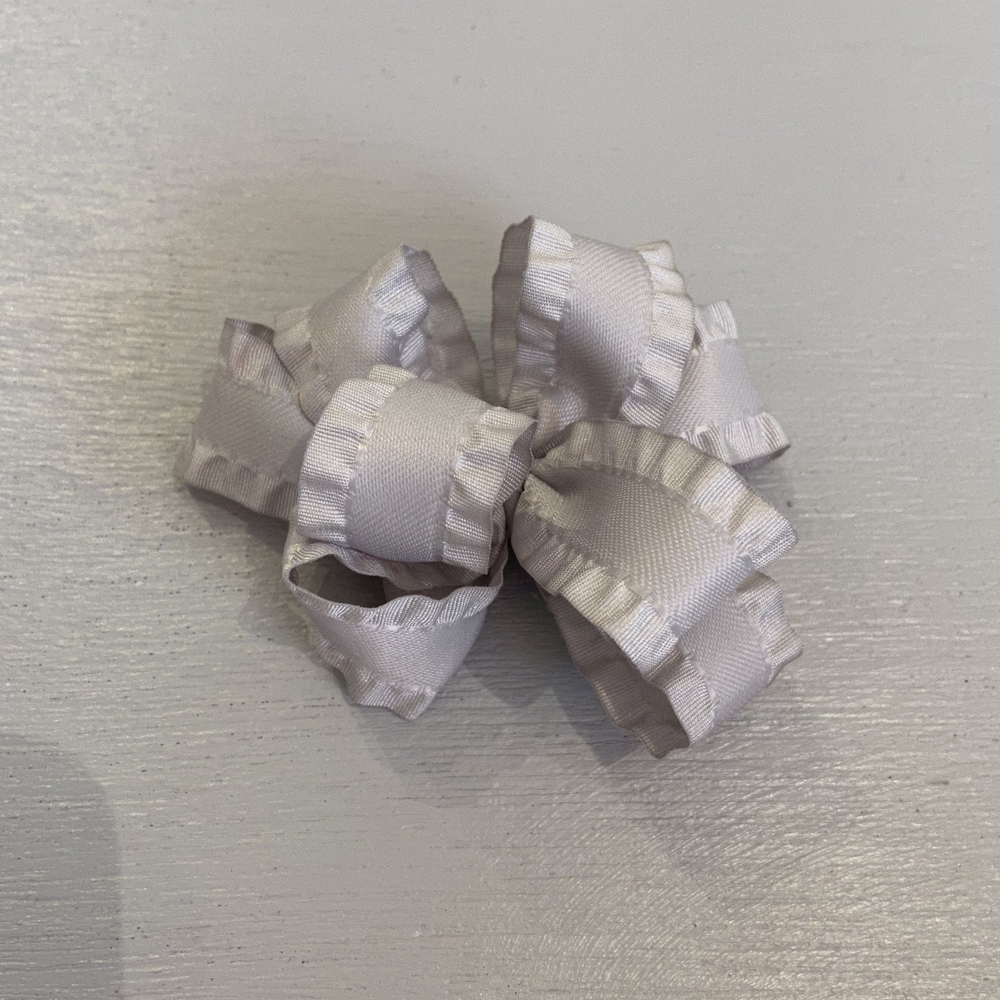 Double Ruffle Bow, Small, Grey