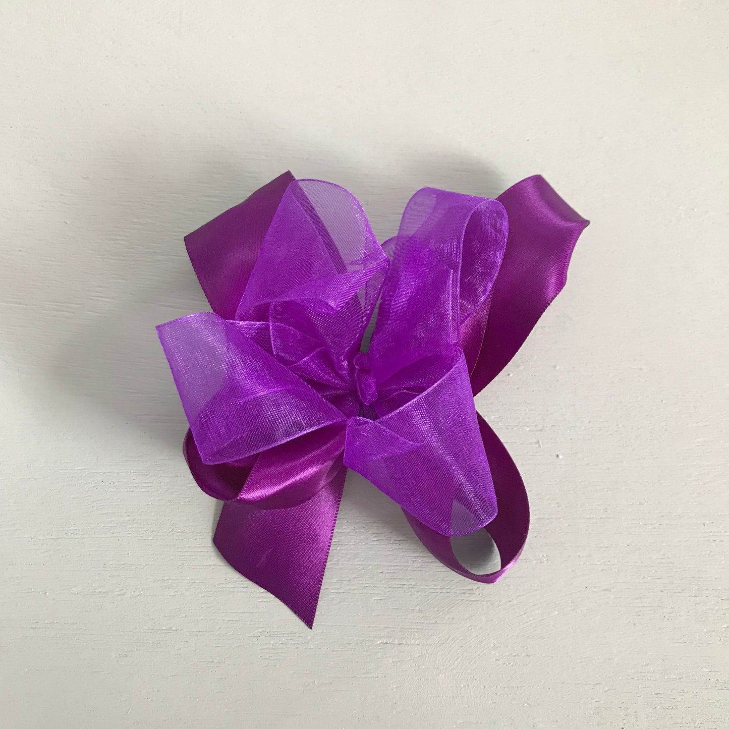 Sheer Satin Bow, Large, Purple