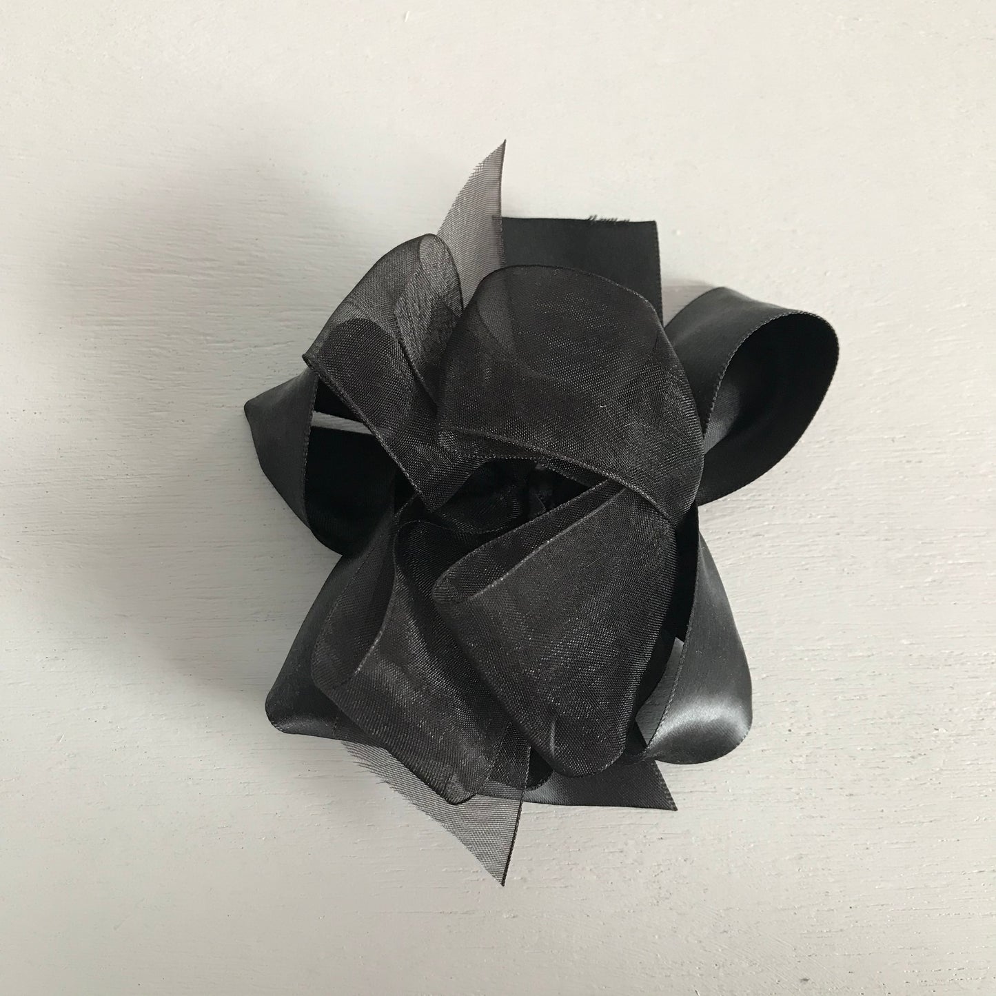Sheer Satin Bow, Large, Black