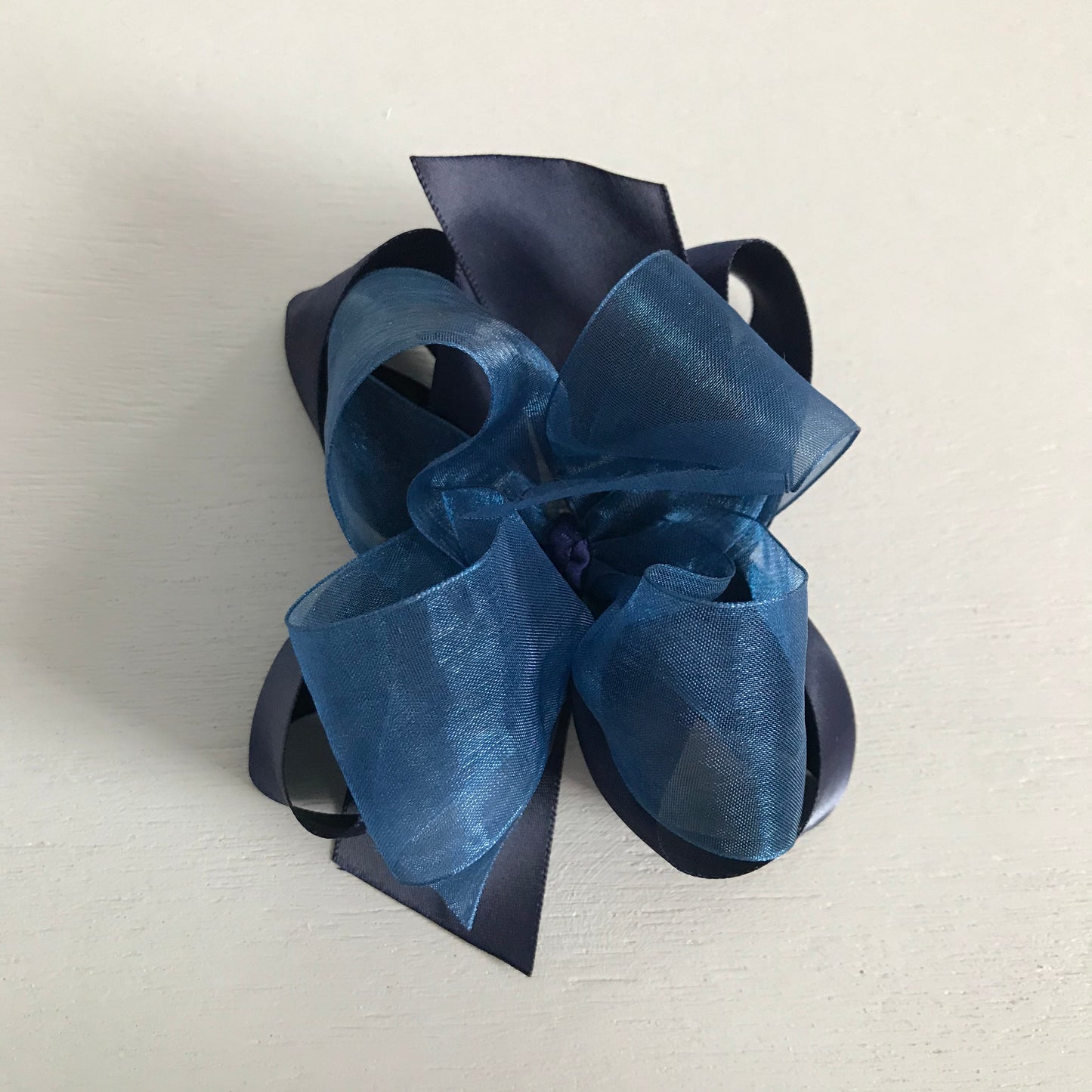Sheer Satin Bow, Large, Navy