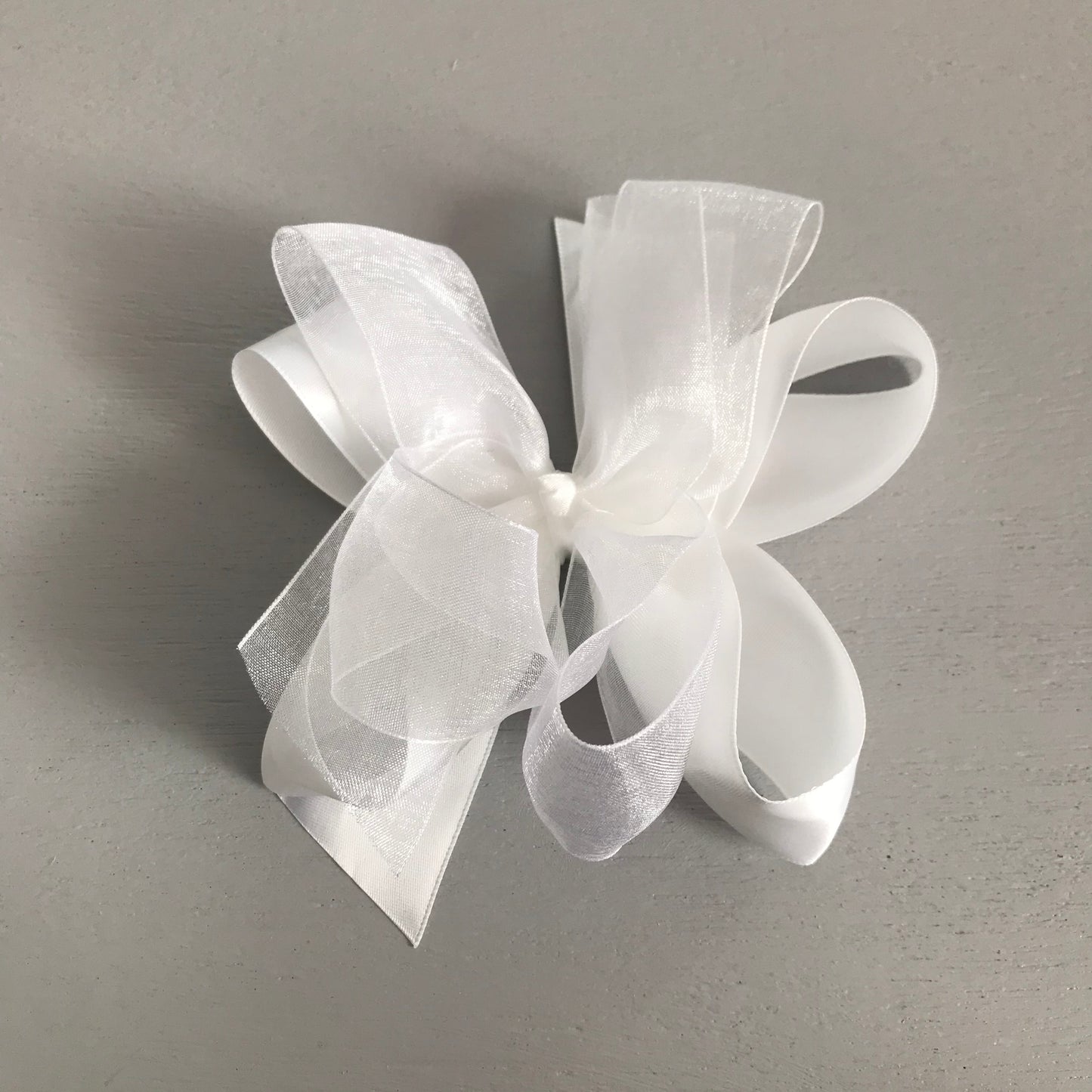 Sheer Satin Bow, Large, White