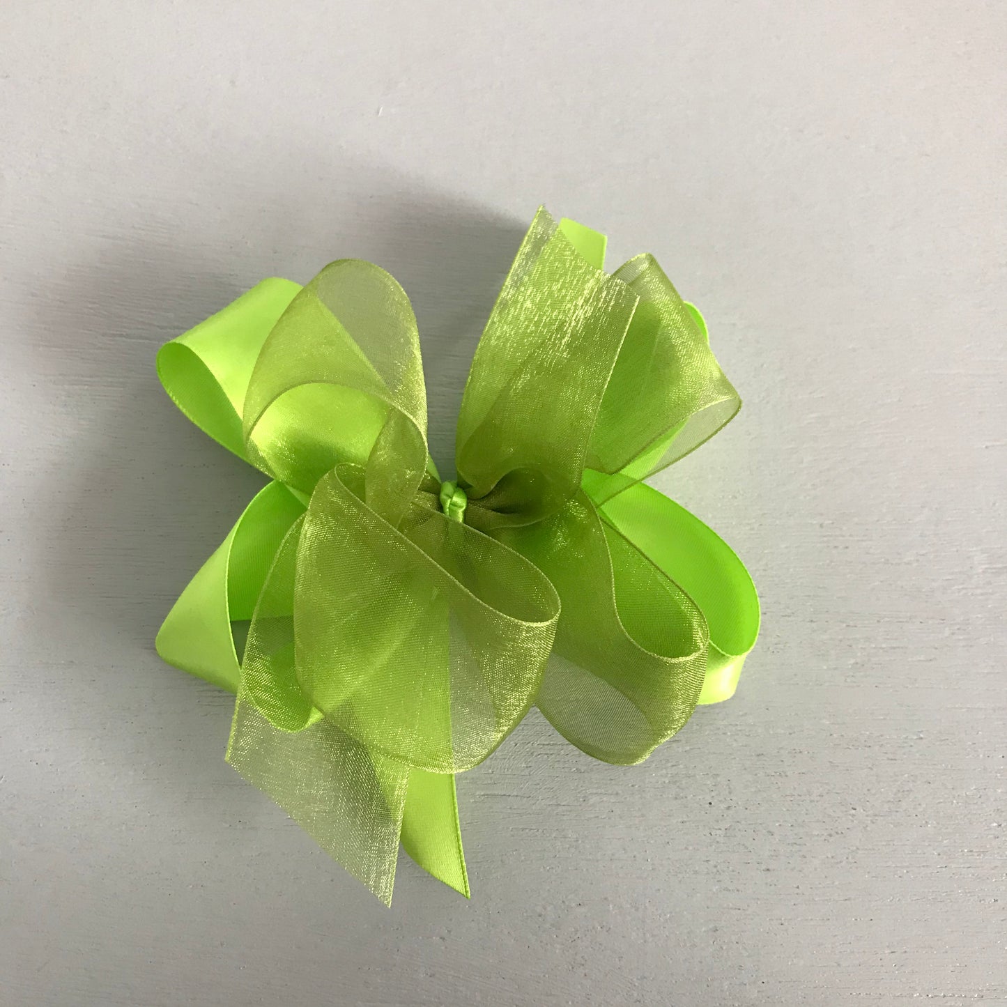 Sheer Satin Bow, Large, Lemongrass