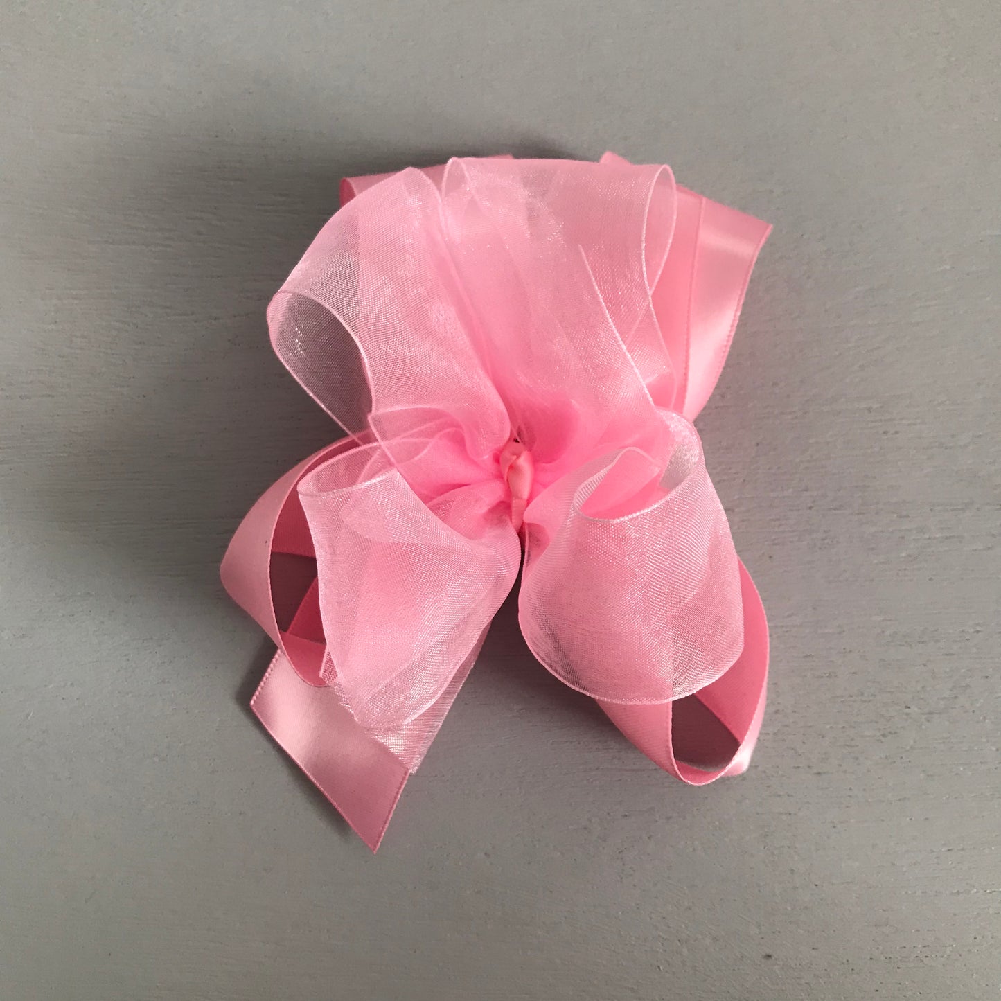 Sheer Satin Bow, Large, Light Pink