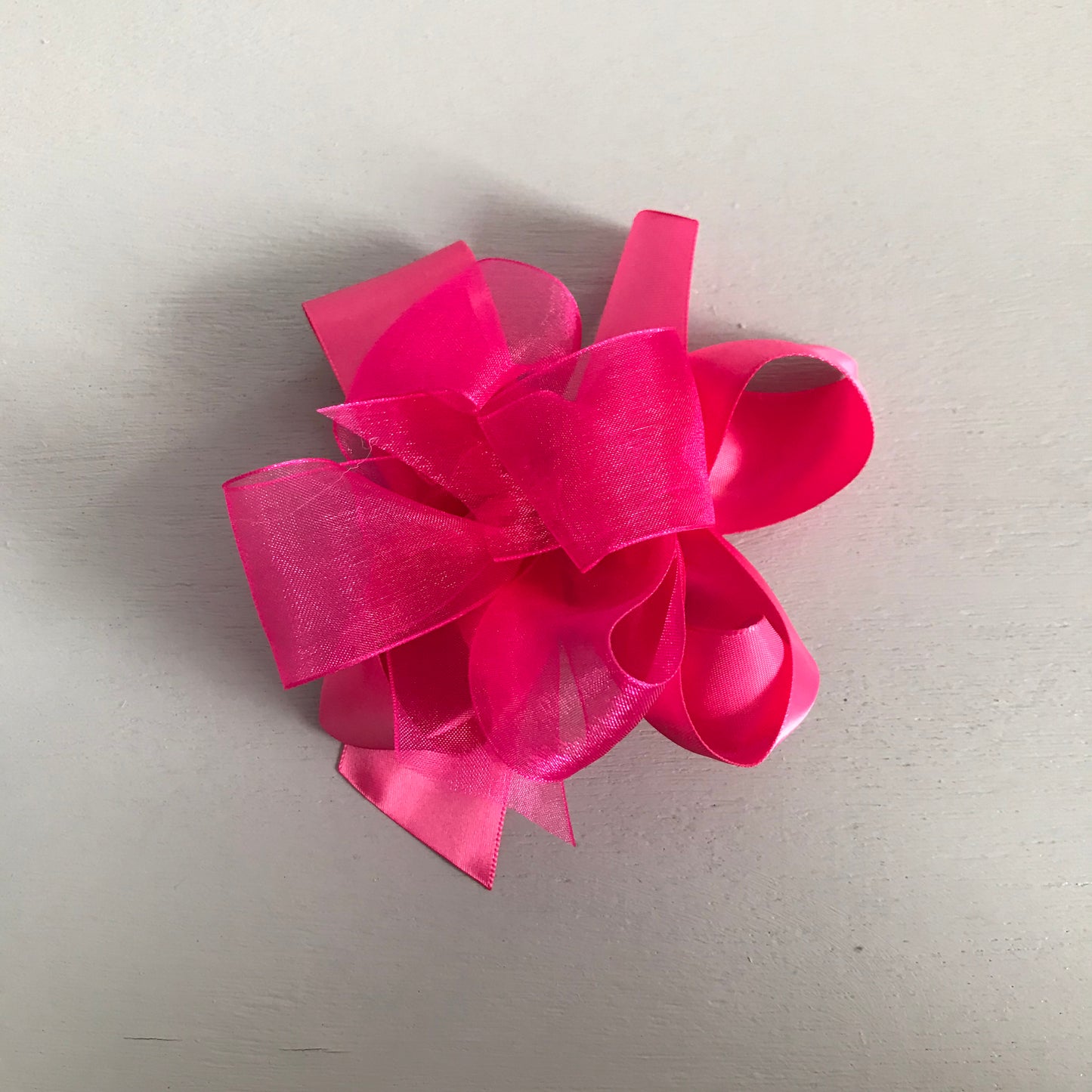Sheer Satin Bow, Large, Shocking pink