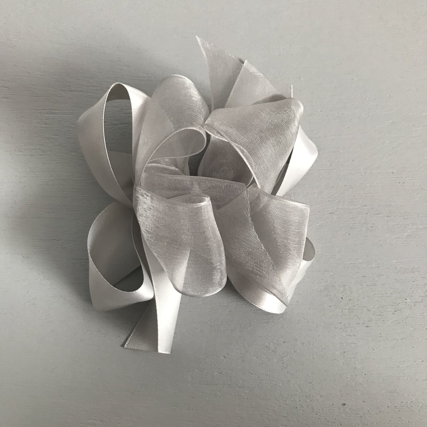 Sheer Satin Bow, Large, Grey