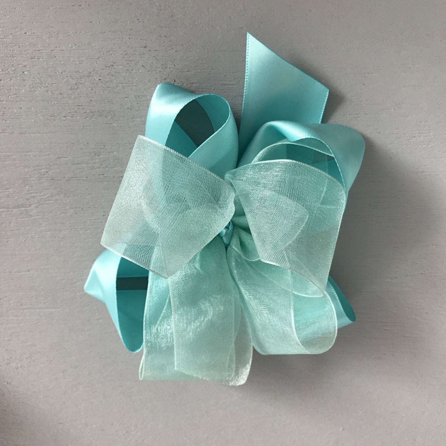 Sheer Satin Bow, Large, Aqua