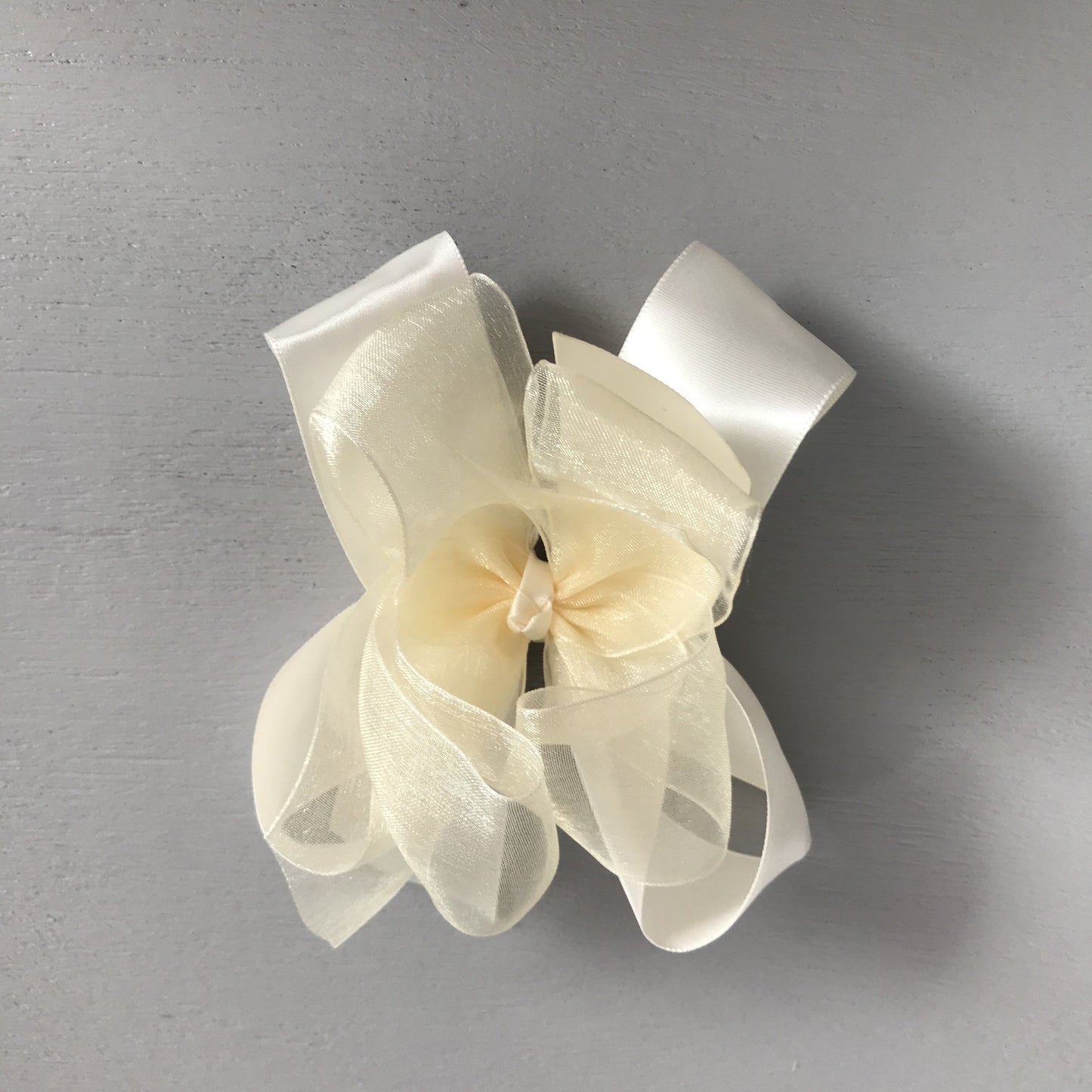 Sheer Satin Bow, Large, Ivory