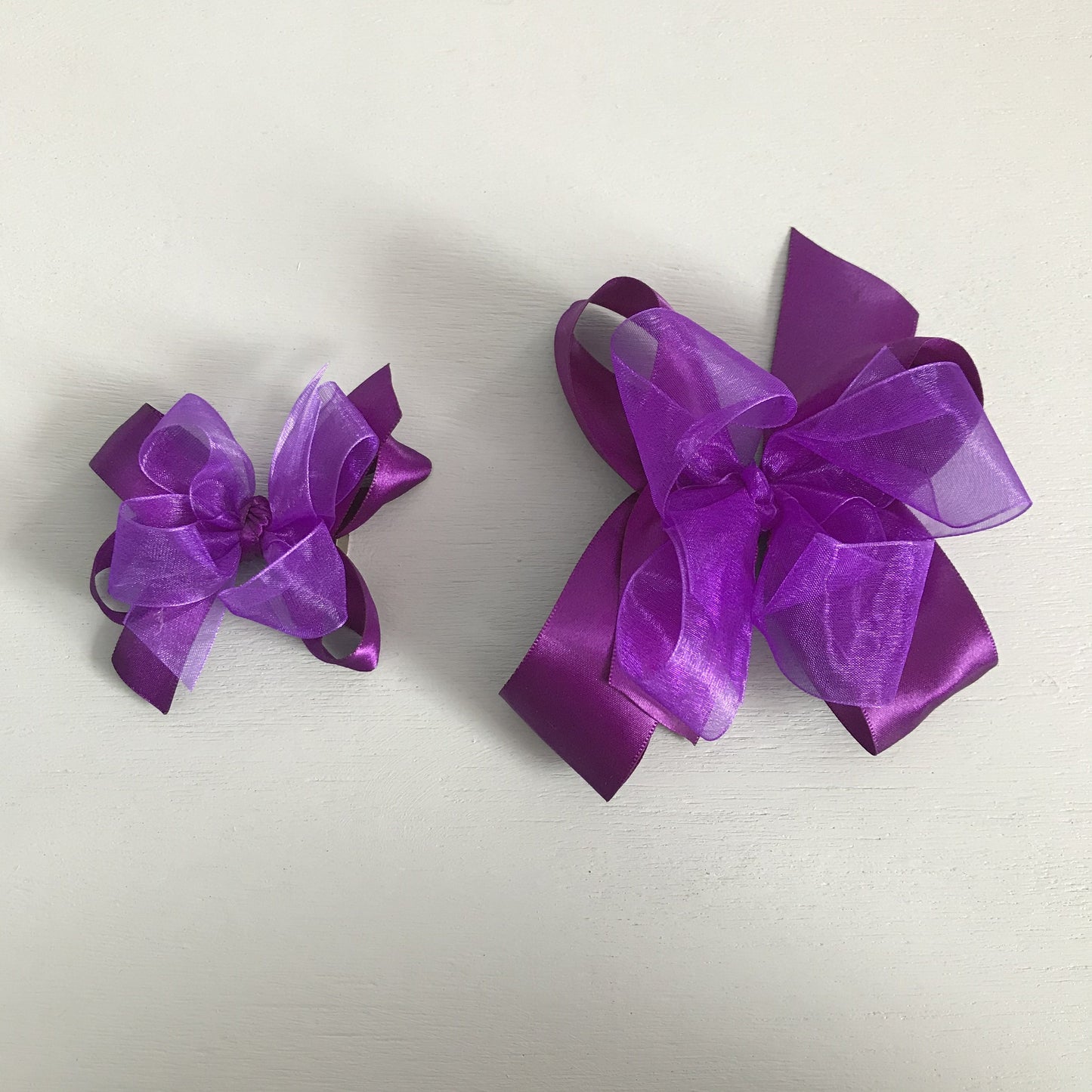 Sheer Satin Bow, Small, Purple