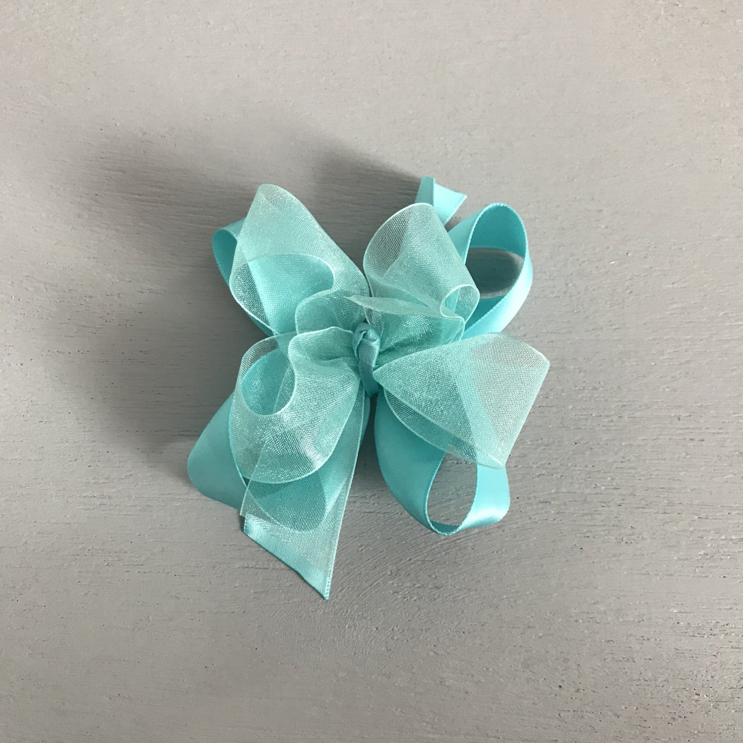 Sheer Satin Bow, Small, Aqua
