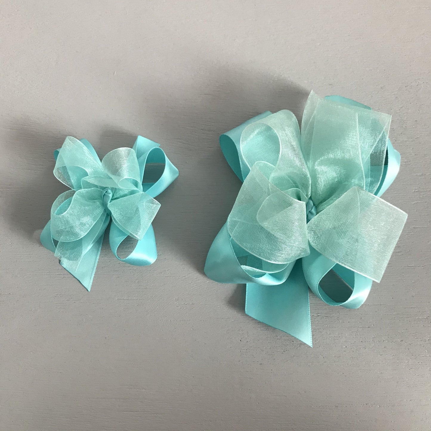 Sheer Satin Bow, Small, Aqua