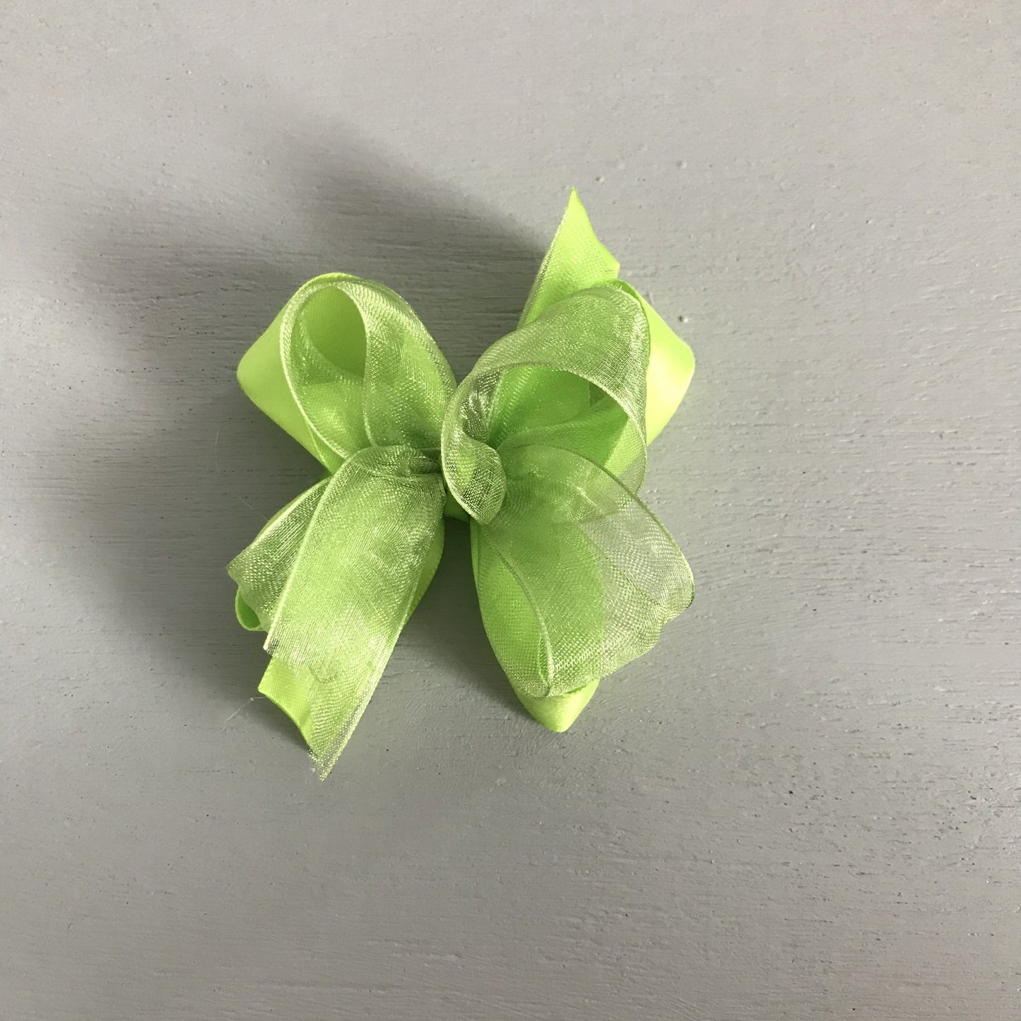 Sheer Satin Bow,Small, Lemongrass