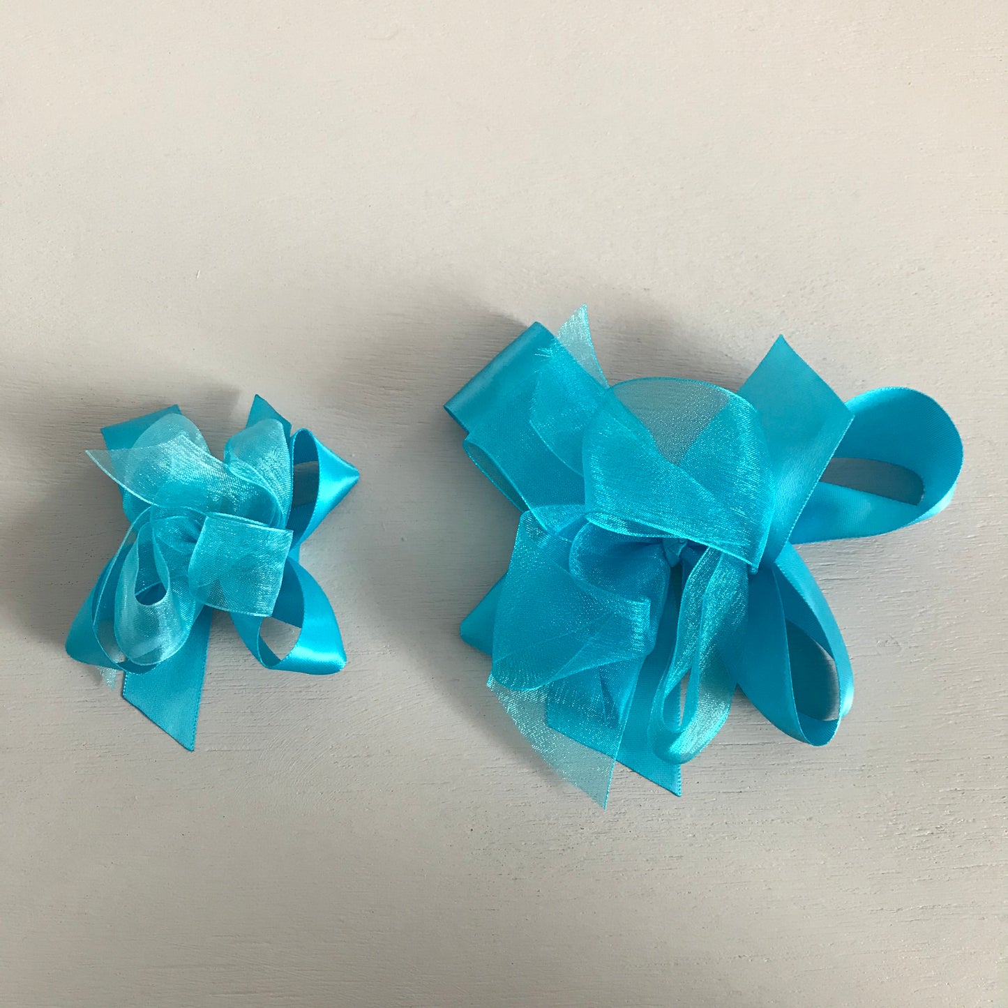 Sheer Satin Bow, Small, Turquoise