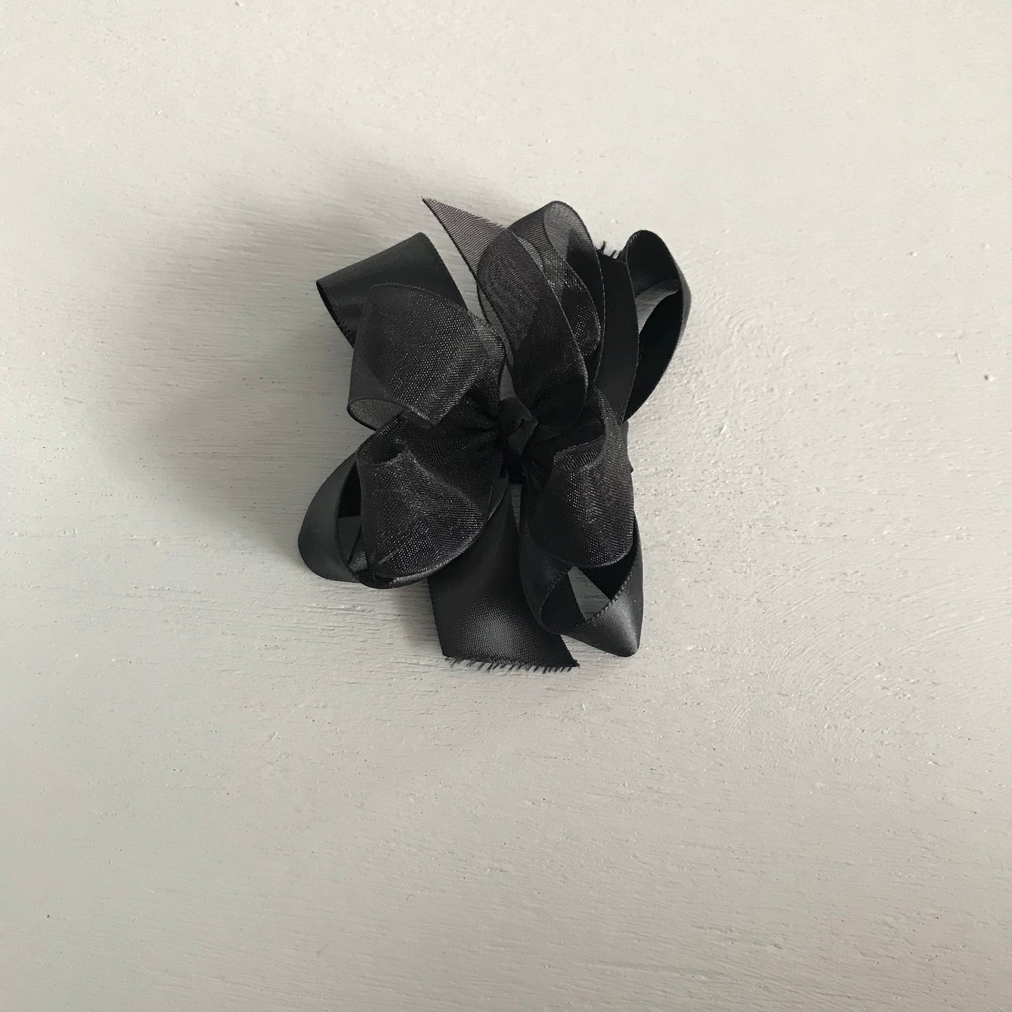 Sheer Satin Bow, Small, Black