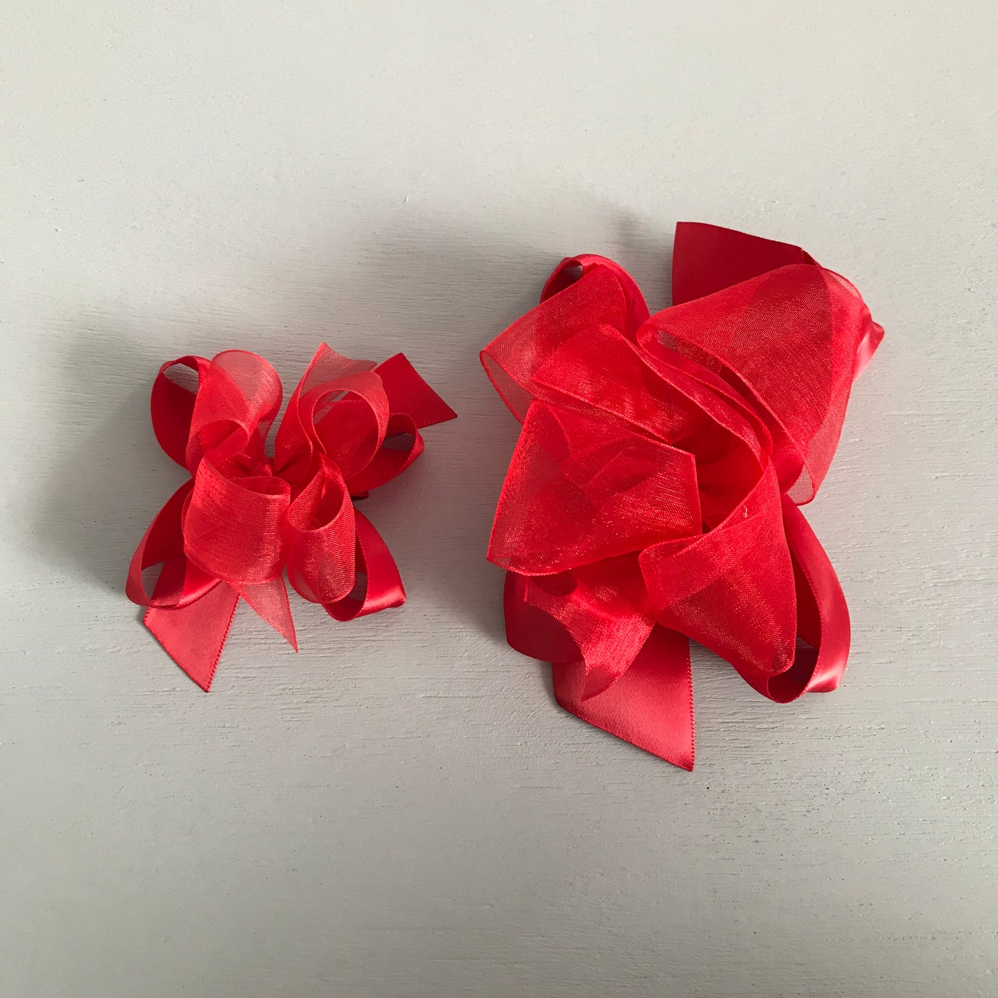 Sheer Satin Bow, Small, Red