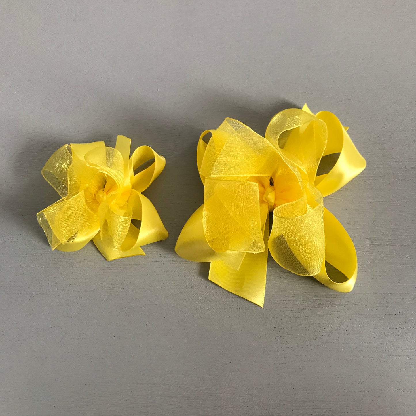 Sheer Satin Bow, Small, Yellow