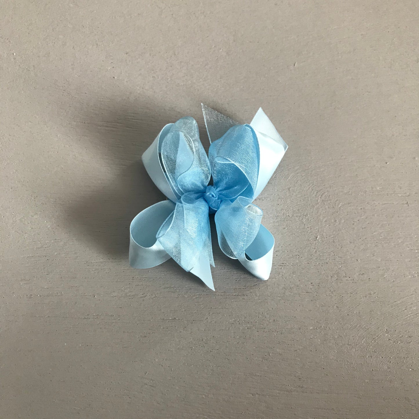Sheer Satin Bow, Small, Light Blue