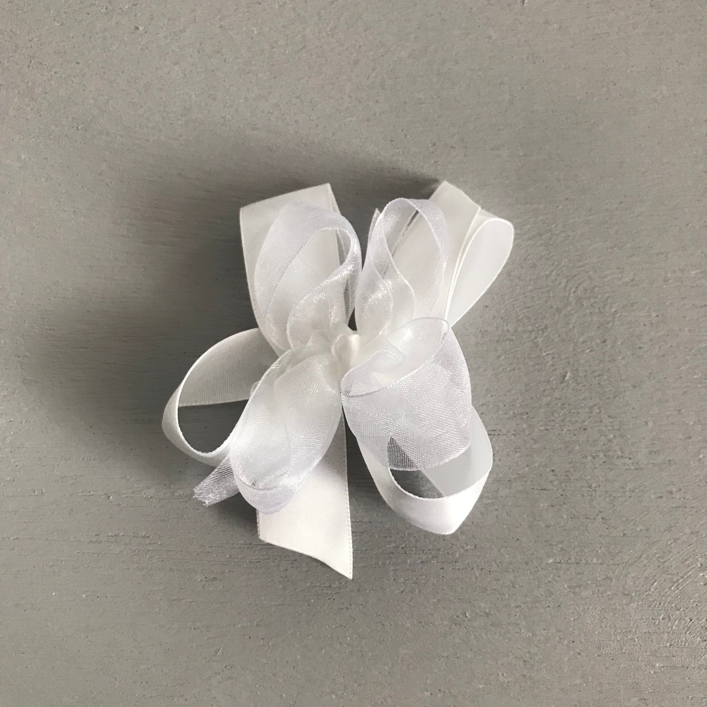 Sheer Satin Bow, Small, White